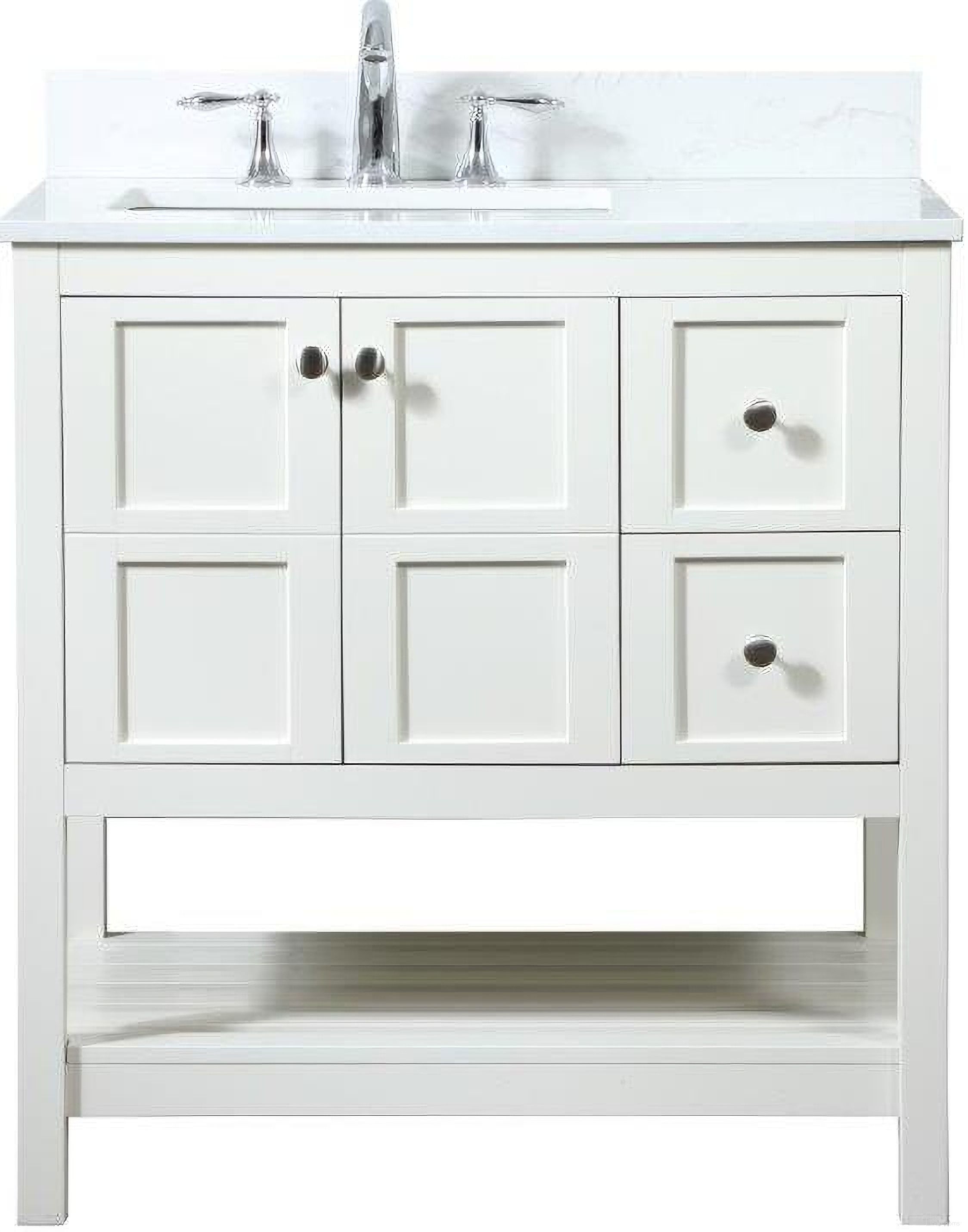 Theo 32 Inch Single Bathroom Vanity In White With Backsplash