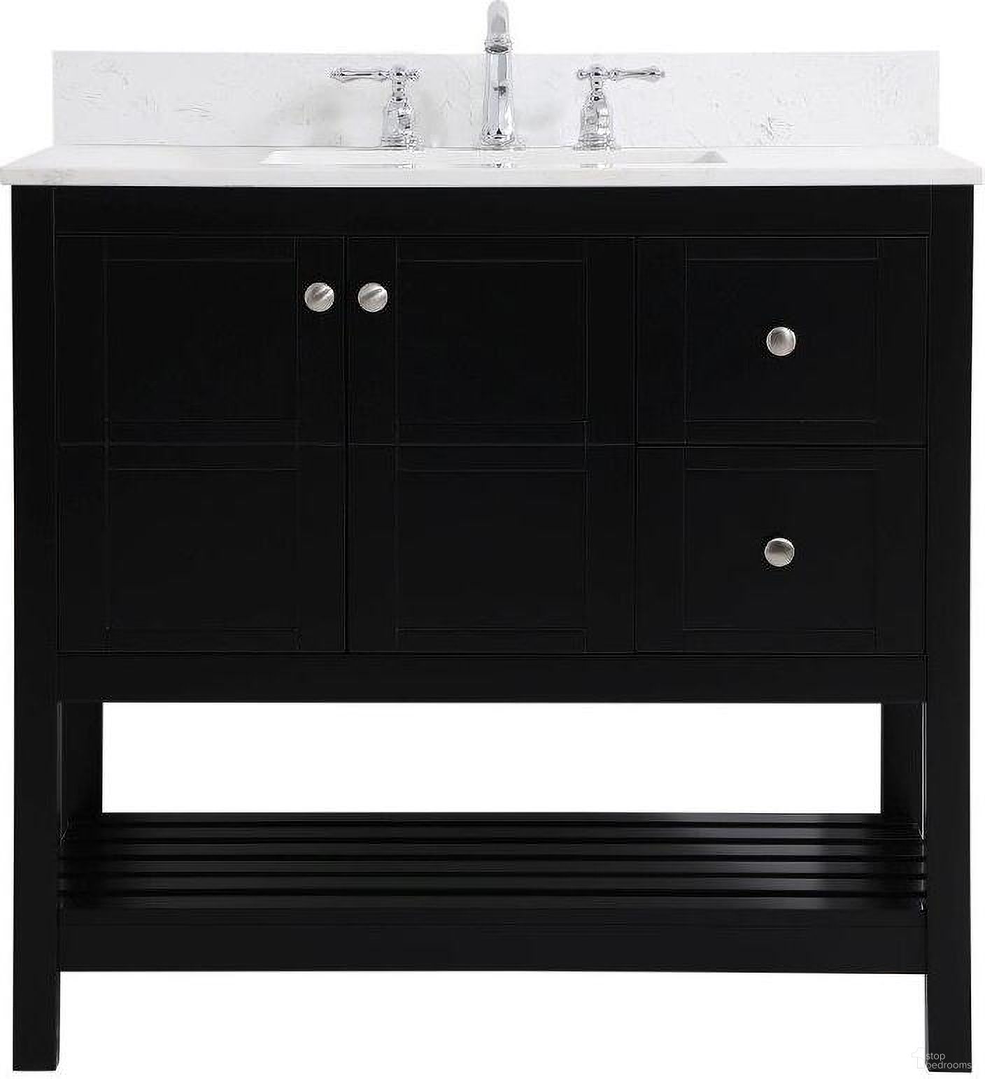 Theo 36 Inch Single Bathroom Vanity In Black With Backsplash