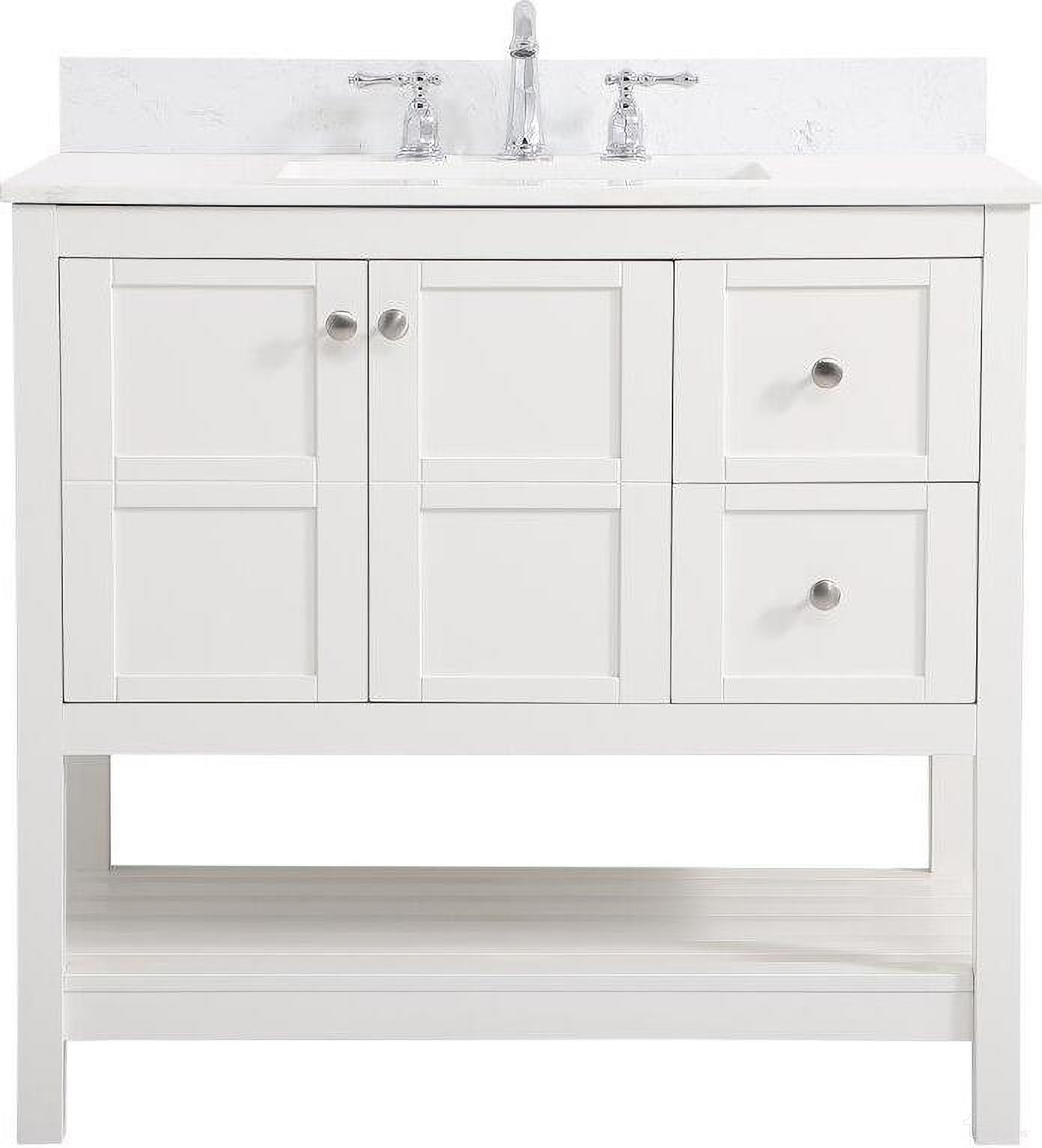 Theo 36 Inch Single Bathroom Vanity In White With Backsplash