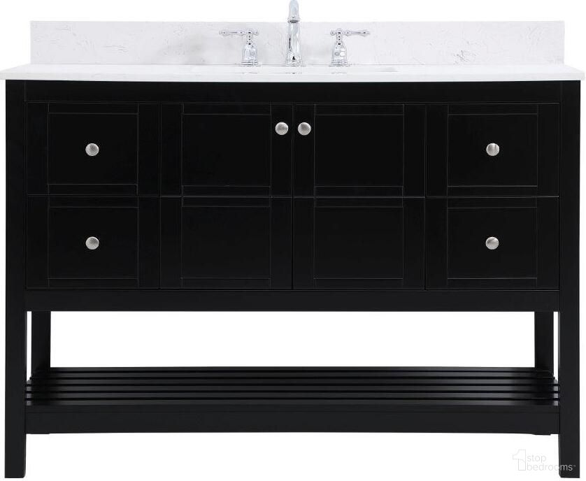 Theo 48 Inch Single Bathroom Vanity In Black With Backsplash