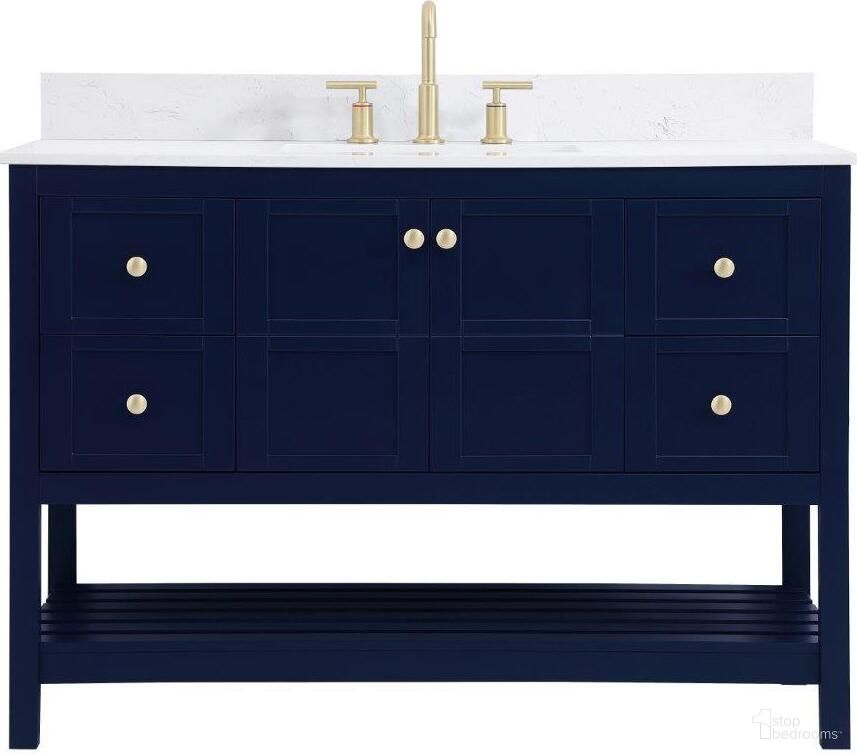 Theo 48 Inch Single Bathroom Vanity In Blue With Backsplash