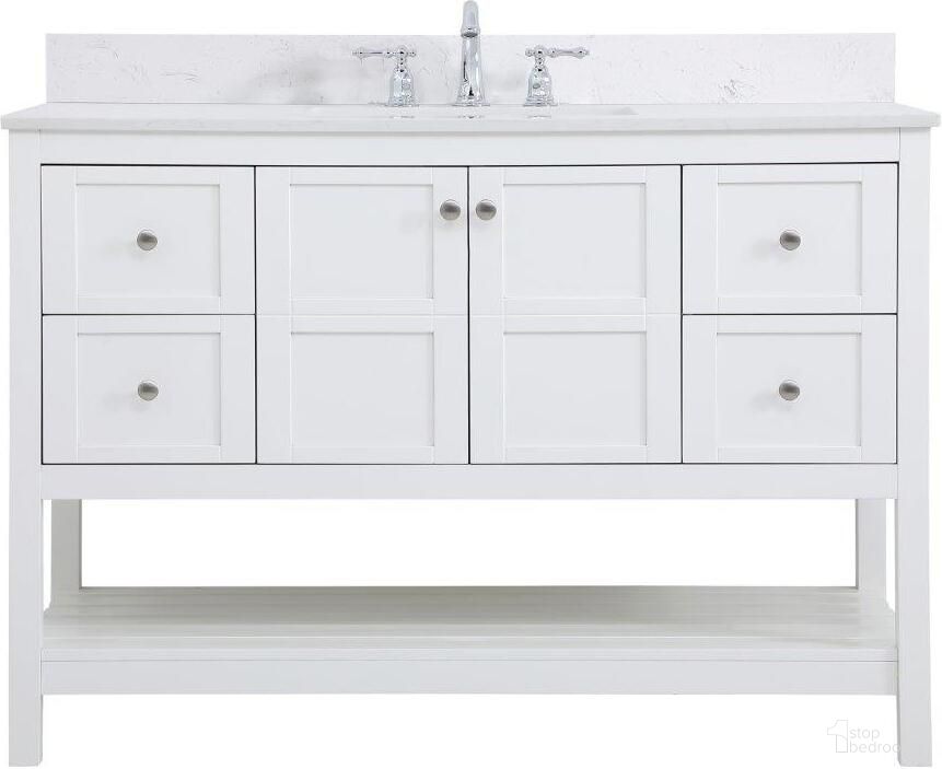 Theo 48 Inch Single Bathroom Vanity In White With Backsplash