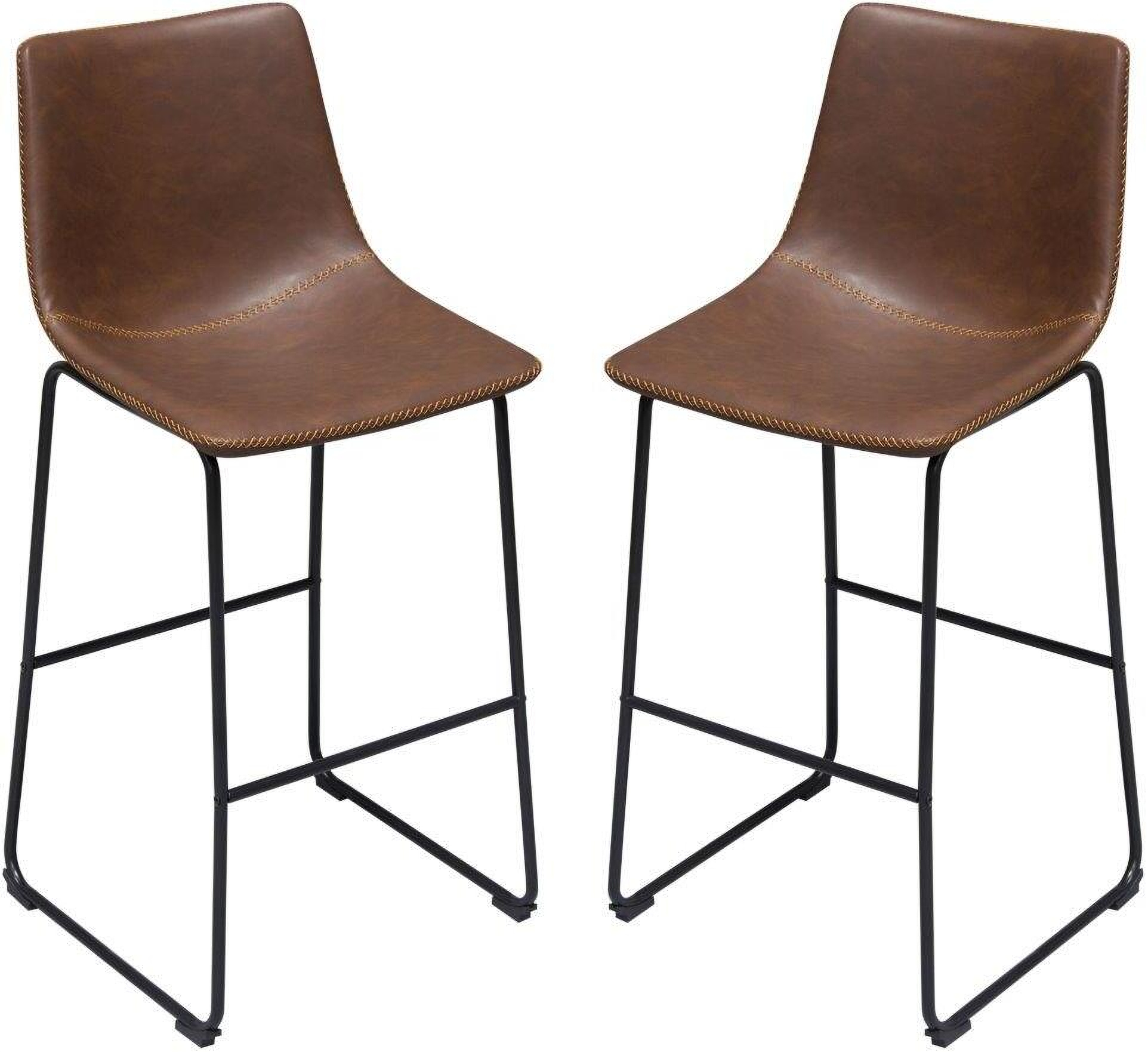 Theo Bar Height Chairs Set of 2 In Chocolate Leatherette With Black