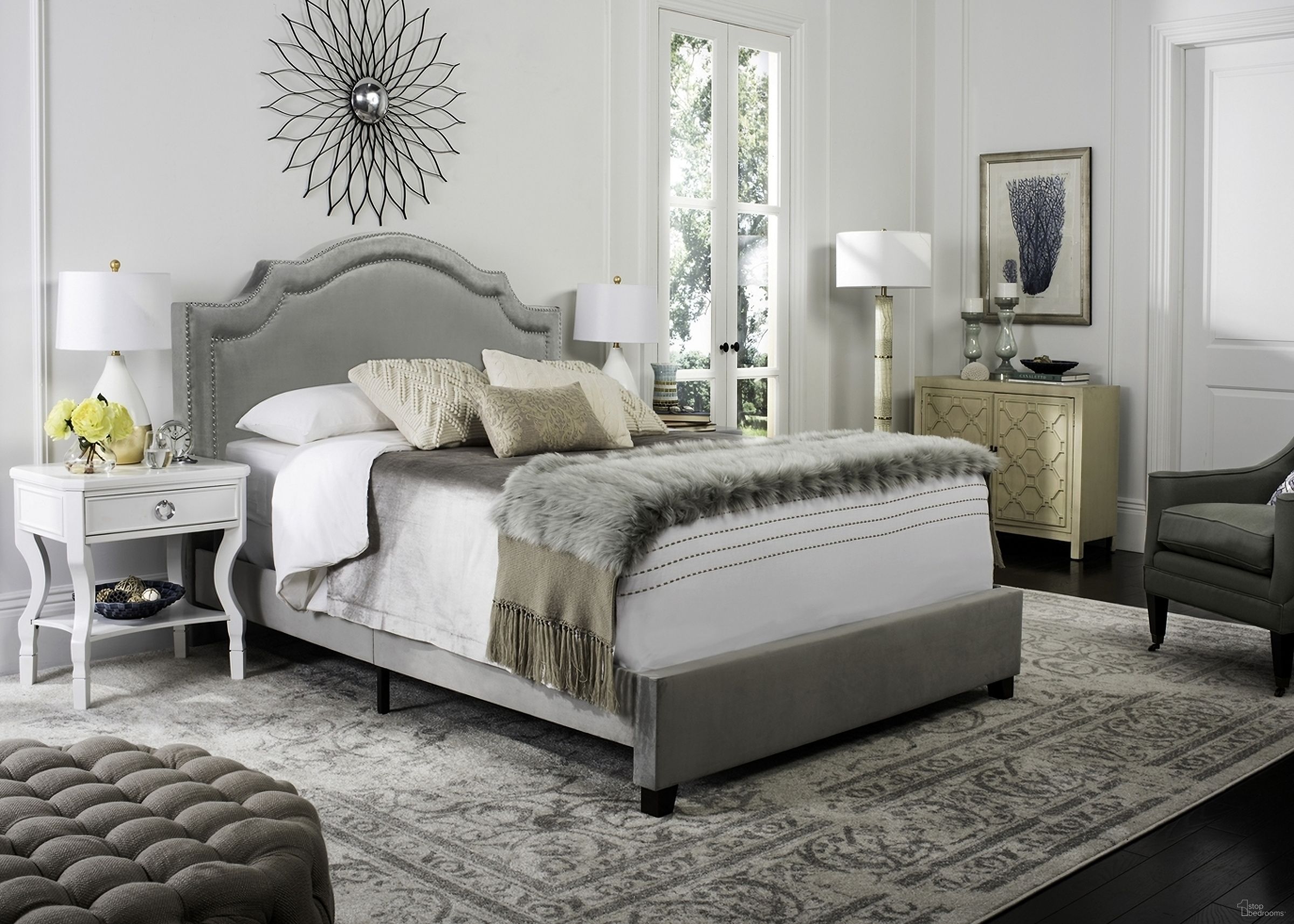 Theron Pewter Youth Upholstered Platform Bedroom Set