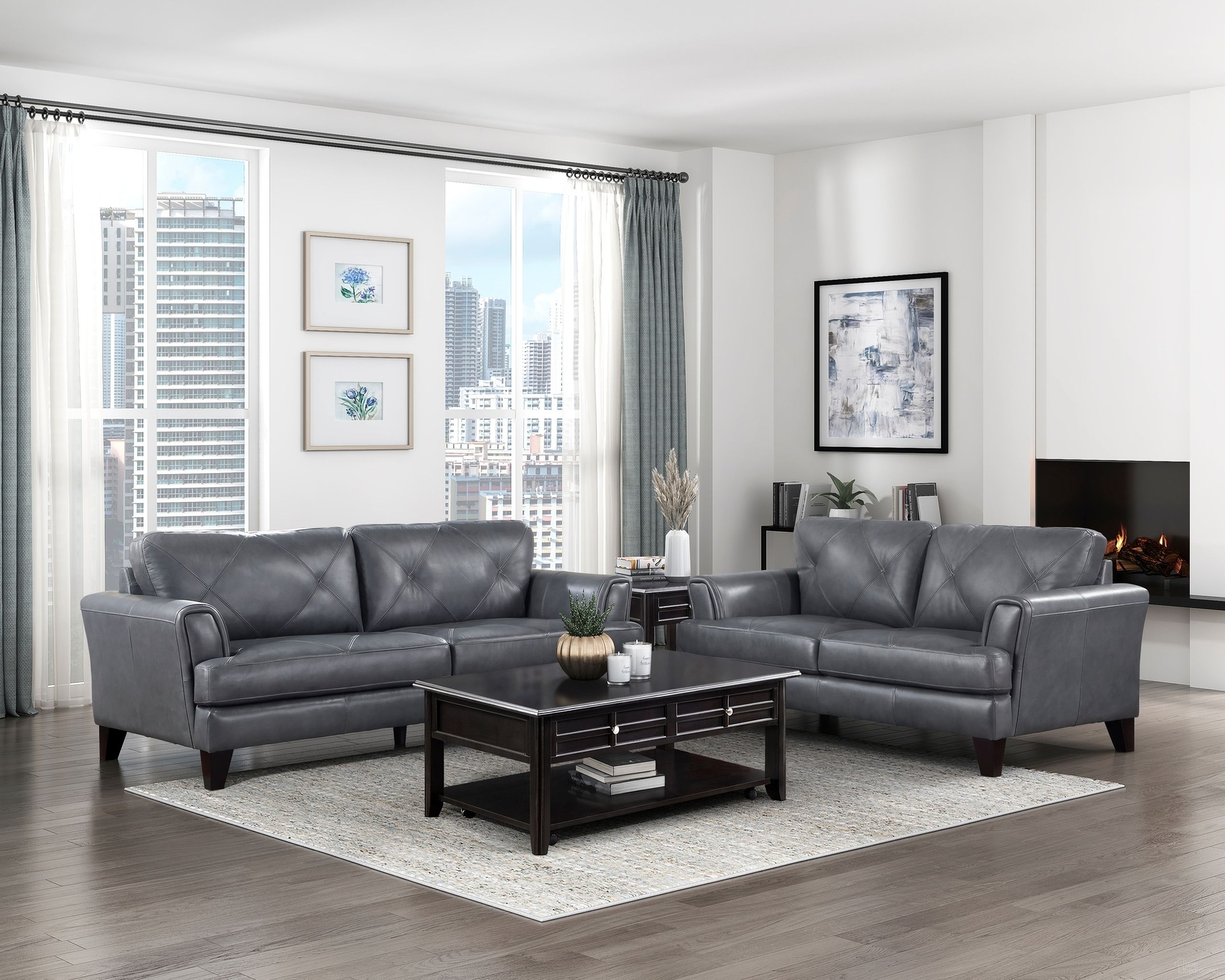 The appearance of Thierry Leather Living Room Set In Gray designed by Homelegance in the modern / contemporary interior design. This gray piece of furniture was selected by 1StopBedrooms from Thierry Collection to add a touch of cosiness and style into your home. Sku: 9279BGY-3;9279BGY-2. Material: Leather.