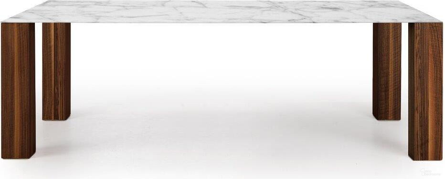 The appearance of Thin Extension Dining Table With White Ceramic Top And Walnut Legs designed by Bellini Modern Living in the modern / contemporary interior design. This walnut piece of furniture  was selected by 1StopBedrooms from  to add a touch of cosiness and style into your home. Sku: Thin DT WHT-WAL. Table Base Style: Legs. Material: Wood. Table Top Shape: Rectangular. Size: 39" x 119".