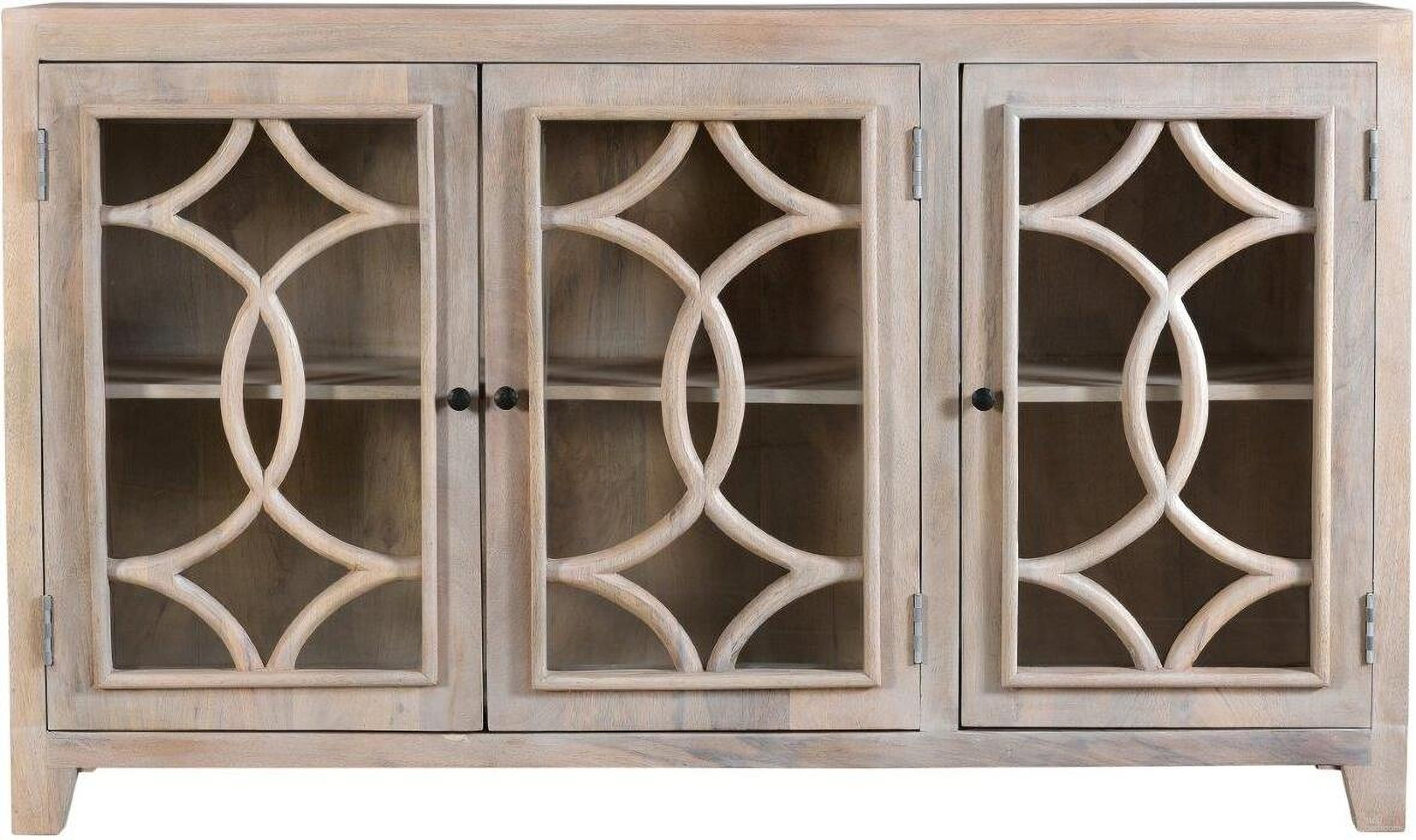 The appearance of Bayside 3 Glass Door Sideboard In White Wash designed by Moti in the modern / contemporary interior design. This white wash piece of furniture  was selected by 1StopBedrooms from Bayside Collection to add a touch of cosiness and style into your home. Sku: 52229006. Material: Wood.