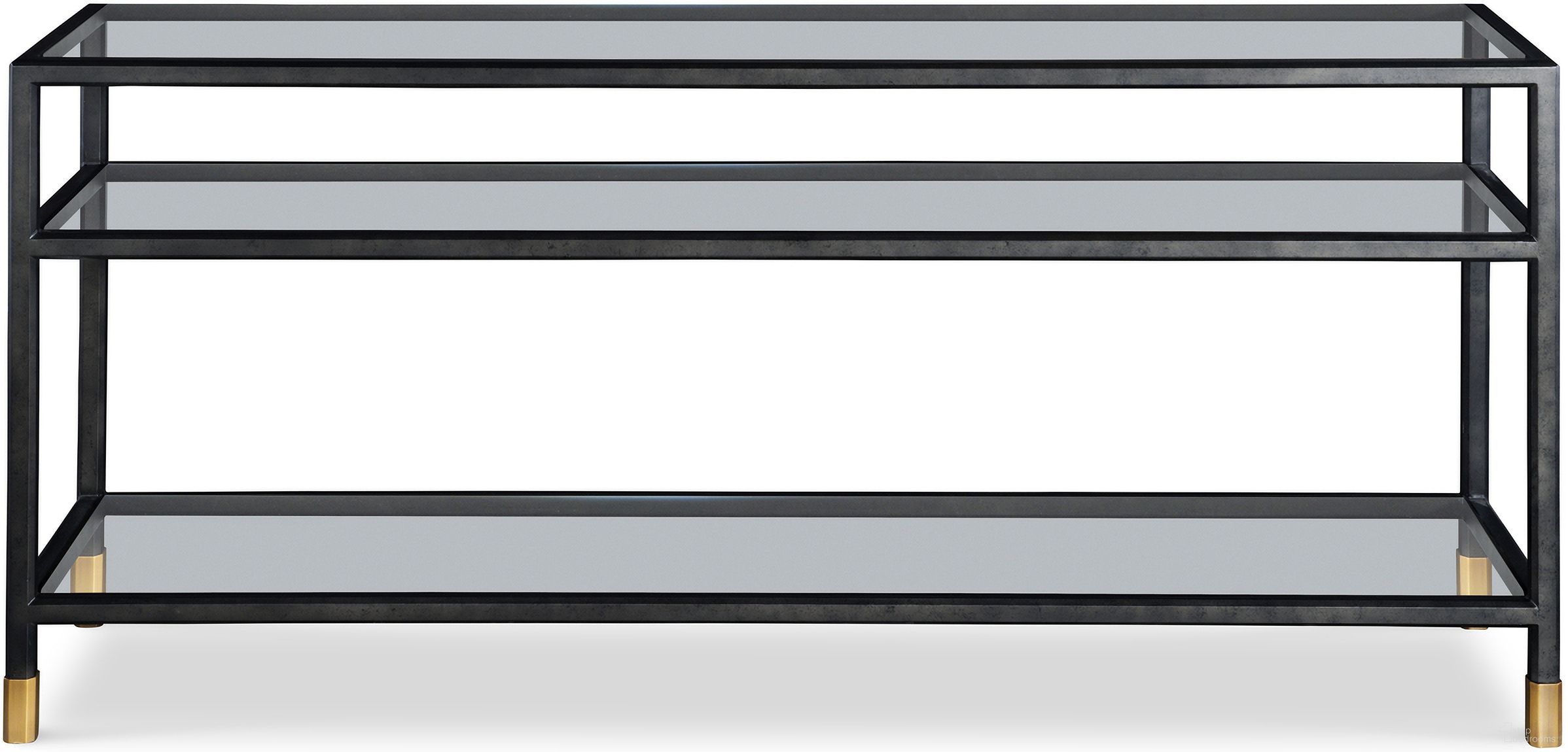 The appearance of Thomas O'Brien Jennings Glass Console Table In Black designed by Century Furniture in the modern / contemporary interior design. This black piece of furniture was selected by 1StopBedrooms from Thomas O'Brien Collection to add a touch of cosiness and style into your home. Sku: AEA-731-1. Material: Metal.