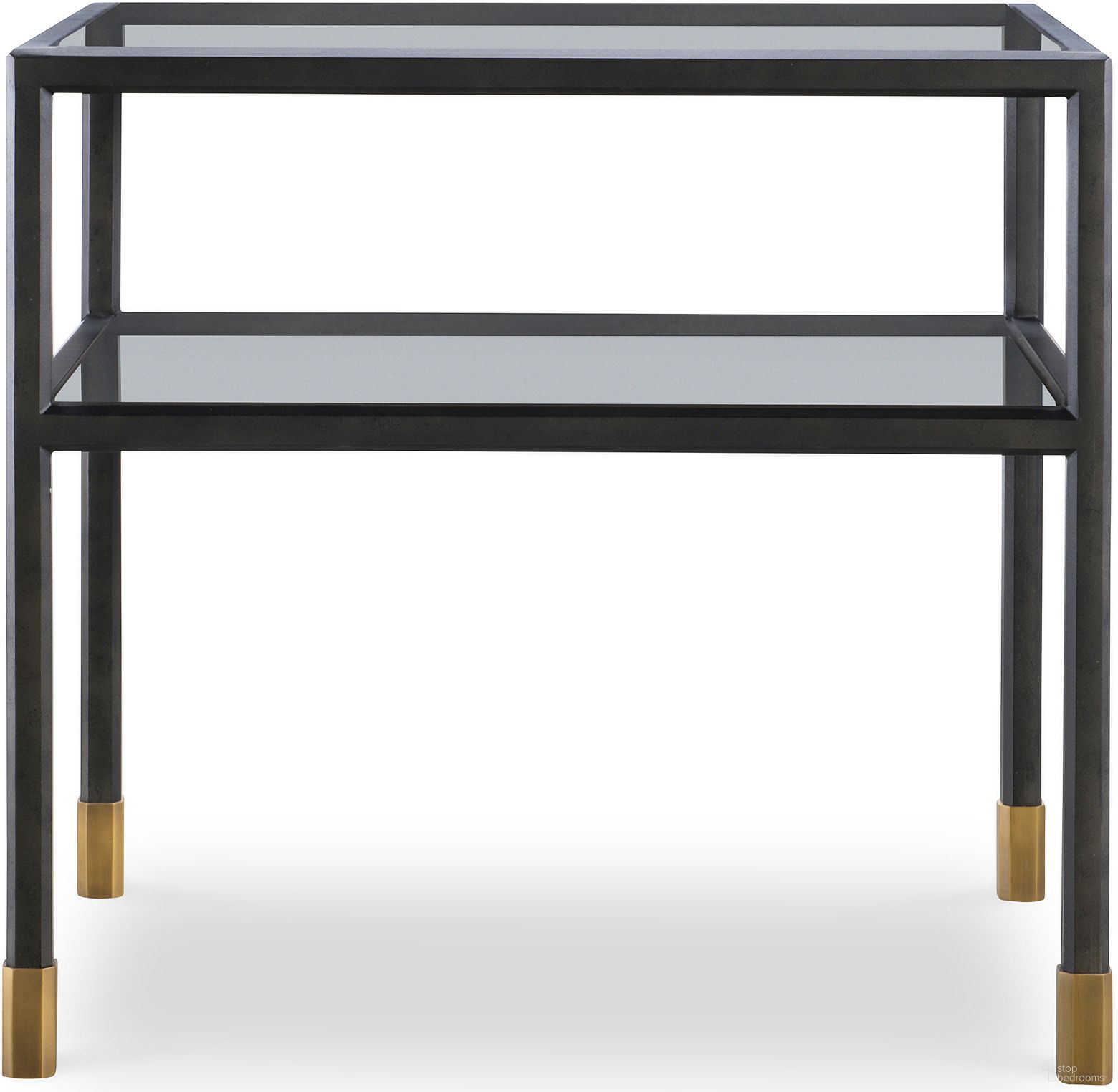 The appearance of Thomas O'Brien Jennings Glass Side Table In Black designed by Century Furniture in the modern / contemporary interior design. This black piece of furniture  was selected by 1StopBedrooms from Thomas O'Brien Collection to add a touch of cosiness and style into your home. Sku: AEA-682-1. Material: Metal.