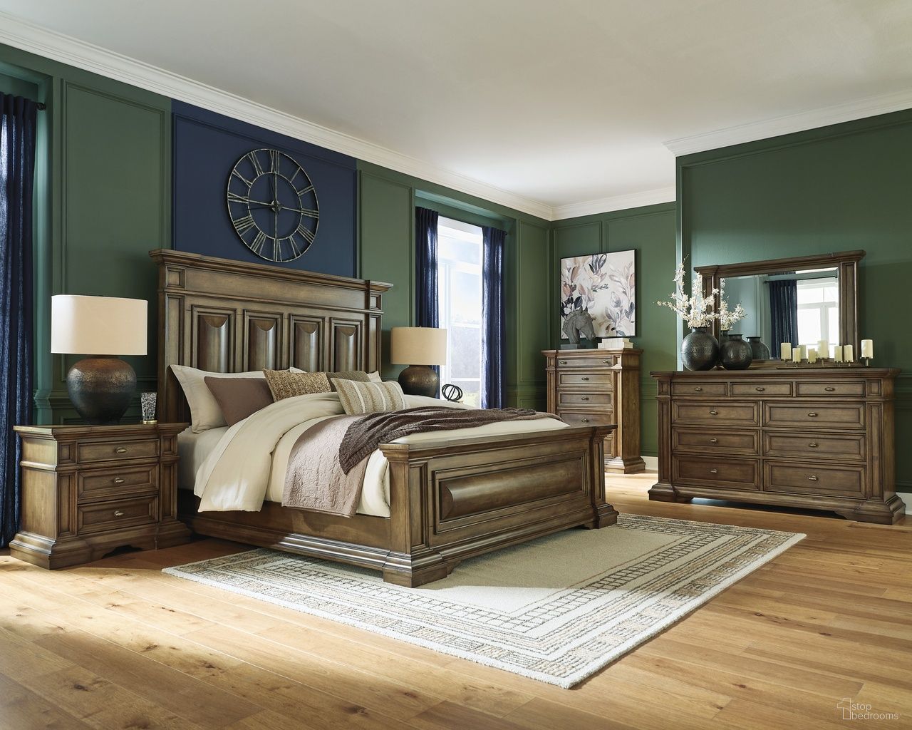 The appearance of Thoridan Panel Bedroom Set In Brown designed by Signature Design by Ashley in the traditional interior design. This brown piece of furniture  was selected by 1StopBedrooms from Thoridan Collection to add a touch of cosiness and style into your home. Sku: NCB949-56;NCB949-58;NCB949-97;NCB949-93. Material: Wood. Bed Size: California King.