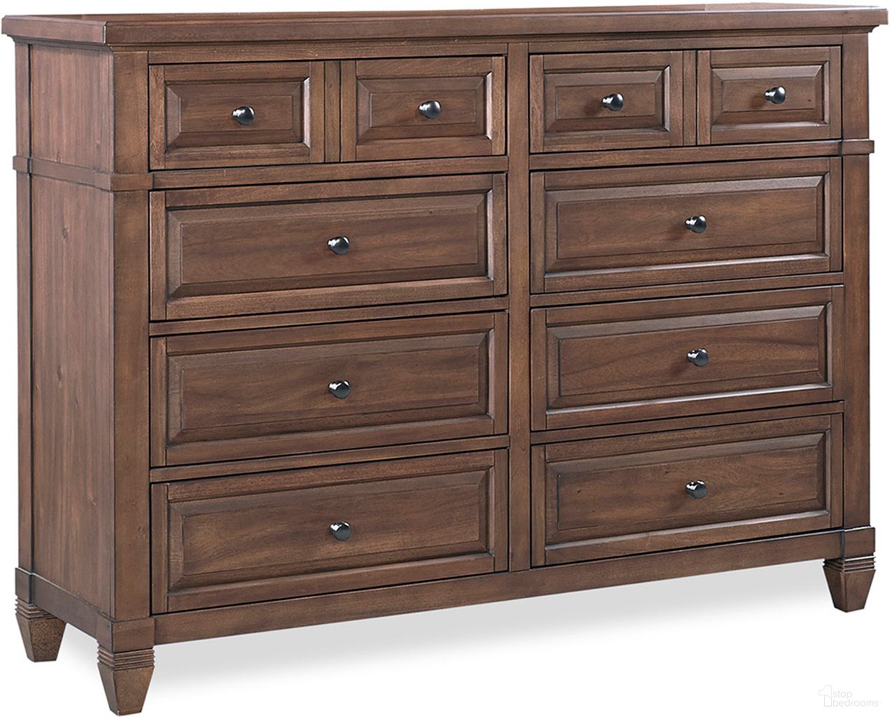 The appearance of Thornton Chesser In Cherry designed by Aspenhome in the traditional interior design. This cherry piece of furniture was selected by 1StopBedrooms from Thornton Collection to add a touch of cosiness and style into your home. Sku: I34-455-SNA. Material: Wood.