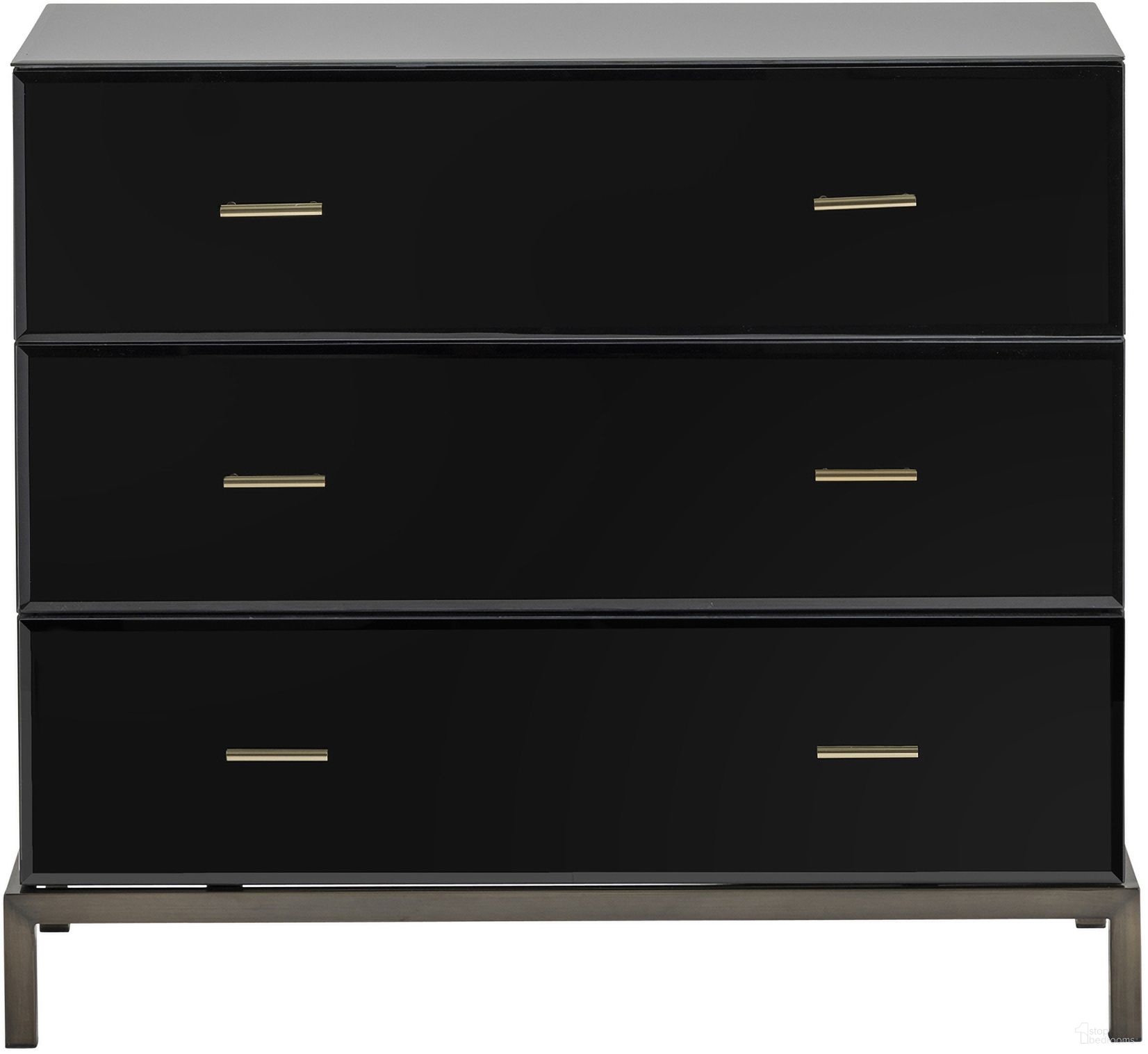 The appearance of Three-Drawer Chest In Black designed by Crestview Collection in the modern / contemporary interior design. This black piece of furniture  was selected by 1StopBedrooms from  to add a touch of cosiness and style into your home. Sku: CVFZR1471. Material: Metal.