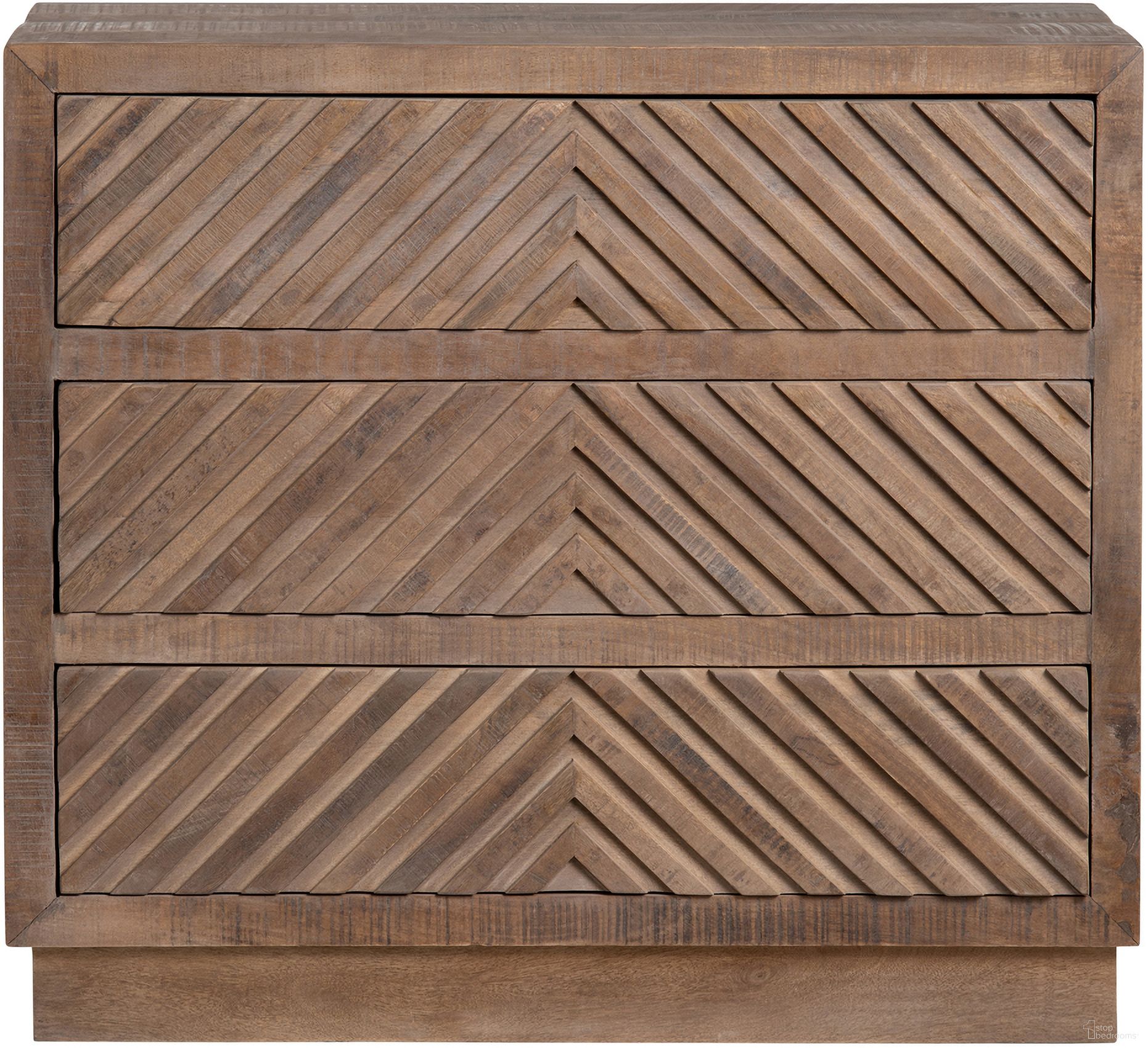 The appearance of Three-Drawer Chest In Brown designed by Crestview Collection in the rustic / southwestern interior design. This brown piece of furniture was selected by 1StopBedrooms from to add a touch of cosiness and style into your home. Sku: CVFNR4245. Material: Solid Wood.