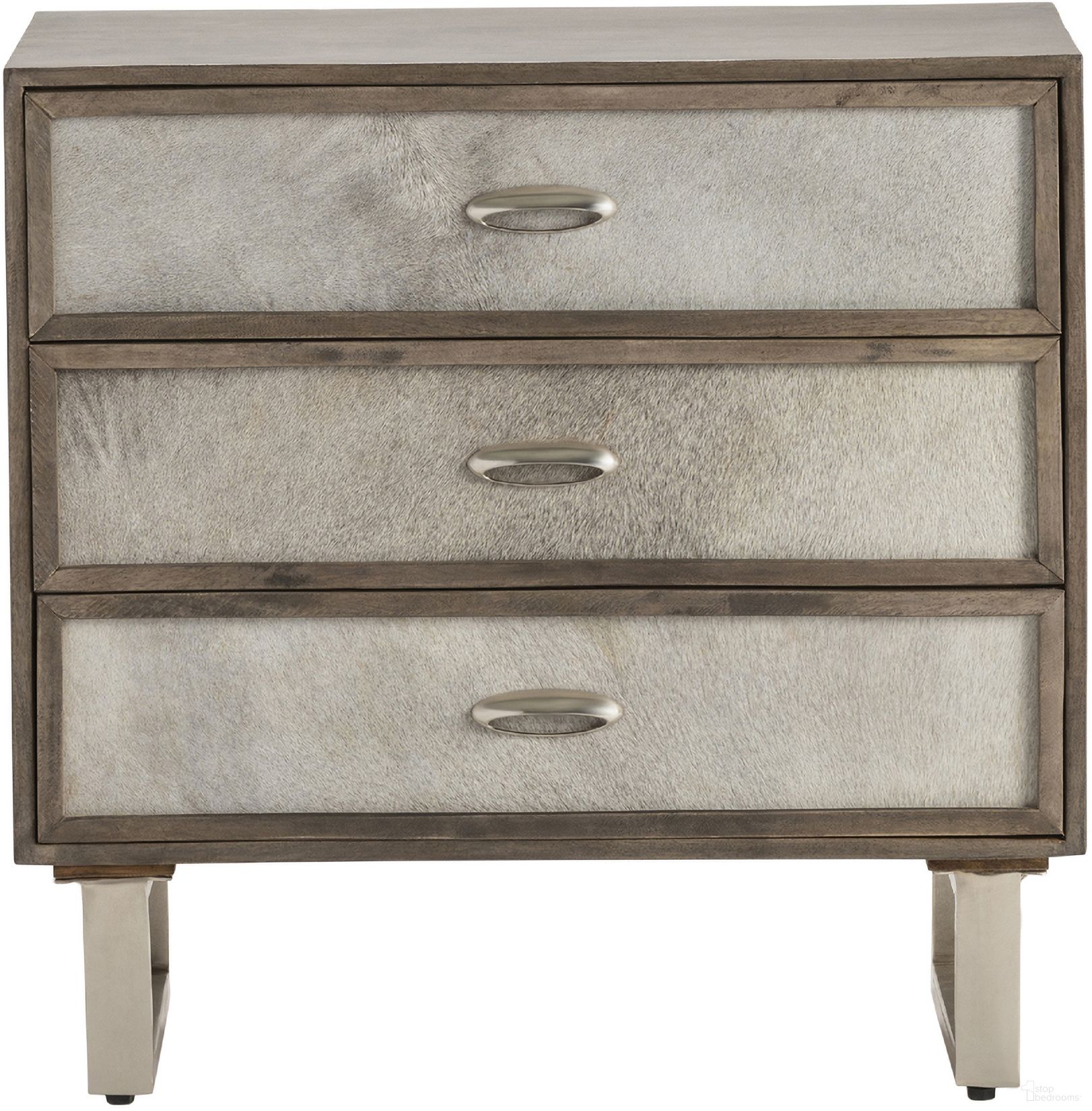 The appearance of Three-Drawer Chest In Gray and Brown designed by Crestview Collection in the transitional interior design. This gray/brown piece of furniture was selected by 1StopBedrooms from to add a touch of cosiness and style into your home. Sku: CVFNR5038. Material: Solid Wood.