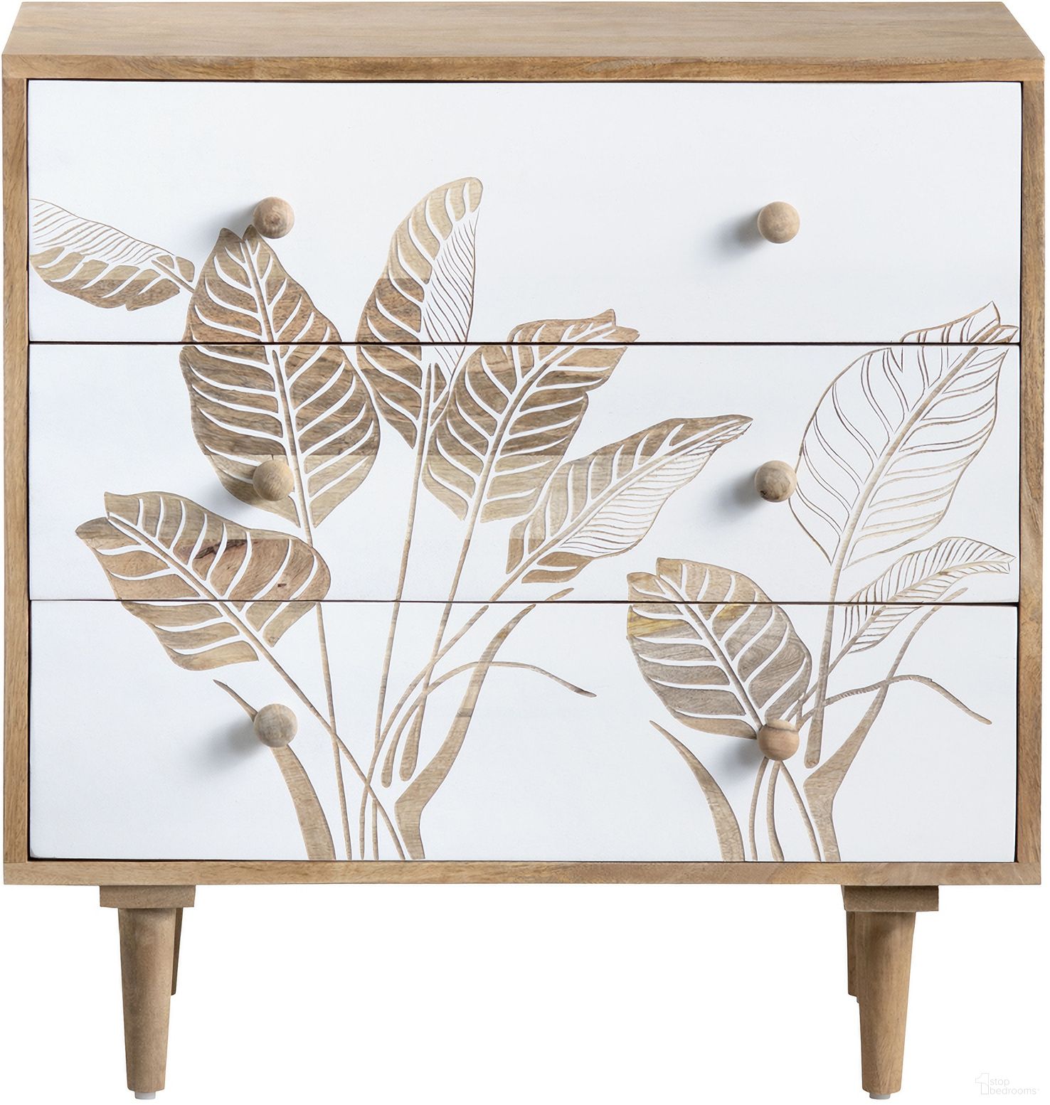 The appearance of Three-Drawer Chest In White and Brown designed by Crestview Collection in the coastal interior design. This white/brown piece of furniture was selected by 1StopBedrooms from to add a touch of cosiness and style into your home. Sku: CVFNR4549. Material: Solid Wood.