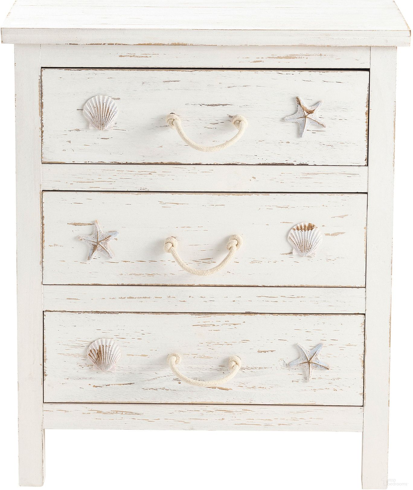 The appearance of Three-Drawer Chest In White designed by Crestview Collection in the coastal interior design. This white piece of furniture was selected by 1StopBedrooms from to add a touch of cosiness and style into your home. Sku: CVFZR1008. Material: Solid Wood.