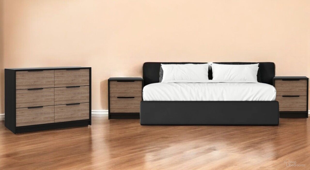 The appearance of Modern 2-Piece Dresser and Nightstand Storage Set In Brown and Black designed by Homeroots in the modern / contemporary interior design. This black and brown piece of furniture  was selected by 1StopBedrooms from  to add a touch of cosiness and style into your home. Sku: 530258.