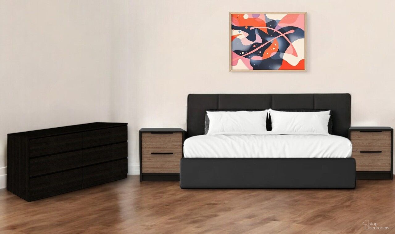 The appearance of Modern 2-Piece Nightstand and Dresser Storage Set In Brown and Black designed by Homeroots in the modern / contemporary interior design. This black and brown piece of furniture was selected by 1StopBedrooms from to add a touch of cosiness and style into your home. Sku: 530257.