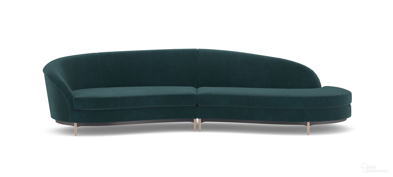 The appearance of Three'S Company Left Chaise Sectional In Green designed by Caracole in the modern / contemporary interior design. This green piece of furniture was selected by 1StopBedrooms from Three'S Company Collection to add a touch of cosiness and style into your home. Sku: UPH-424-LS1-C;UPH-424-RH1-C. Material: Metal.