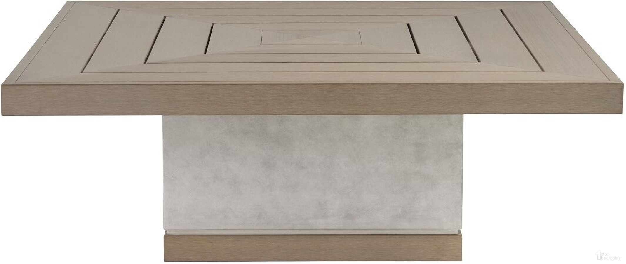 The appearance of Tiburon Outdoor Square Cocktail Table In Tan and White designed by Vanguard Furniture in the modern / contemporary interior design. This tan/white piece of furniture was selected by 1StopBedrooms from Tiburon Collection to add a touch of cosiness and style into your home. Sku: OW503-CS. Table Top Shape: Square. Material: Concrete.