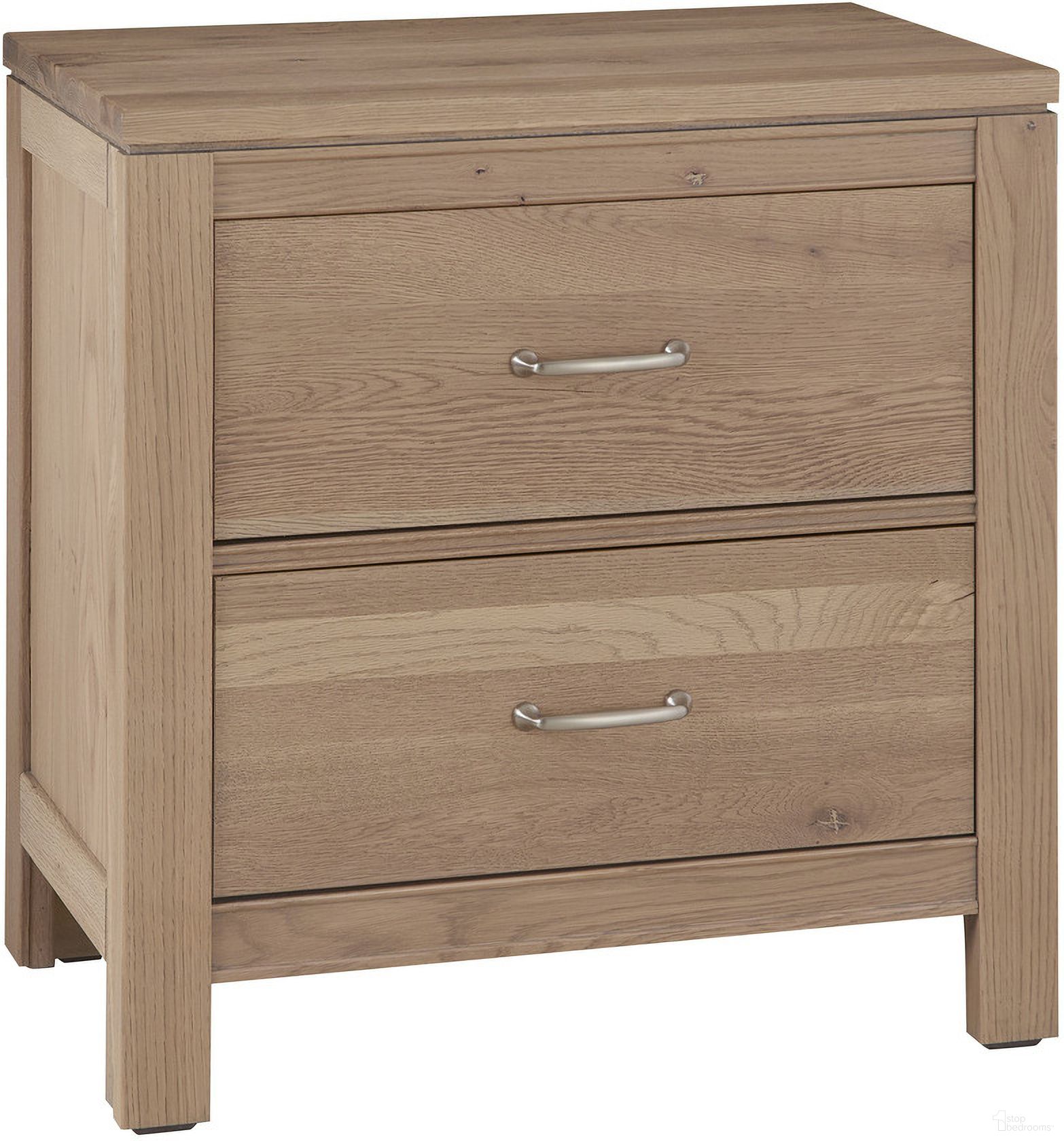 The appearance of Tide and Timber 2 Drawer Nightstand In Natural designed by Vaughan Bassett in the traditional interior design. This natural piece of furniture was selected by 1StopBedrooms from Tide and Timber Collection to add a touch of cosiness and style into your home. Sku: 830-227. Material: Oak Veneer.