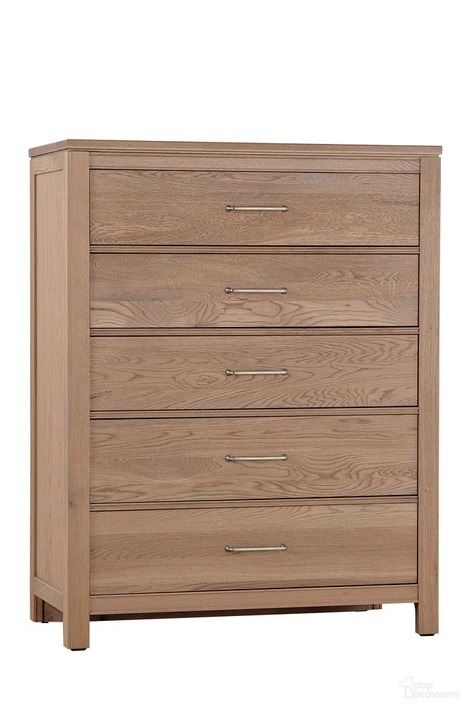 The appearance of Tide and Timber 5 Drawer Chest In Natural designed by Vaughan Bassett in the traditional interior design. This natural piece of furniture was selected by 1StopBedrooms from Tide and Timber Collection to add a touch of cosiness and style into your home. Sku: 830-115. Material: Oak Veneer.