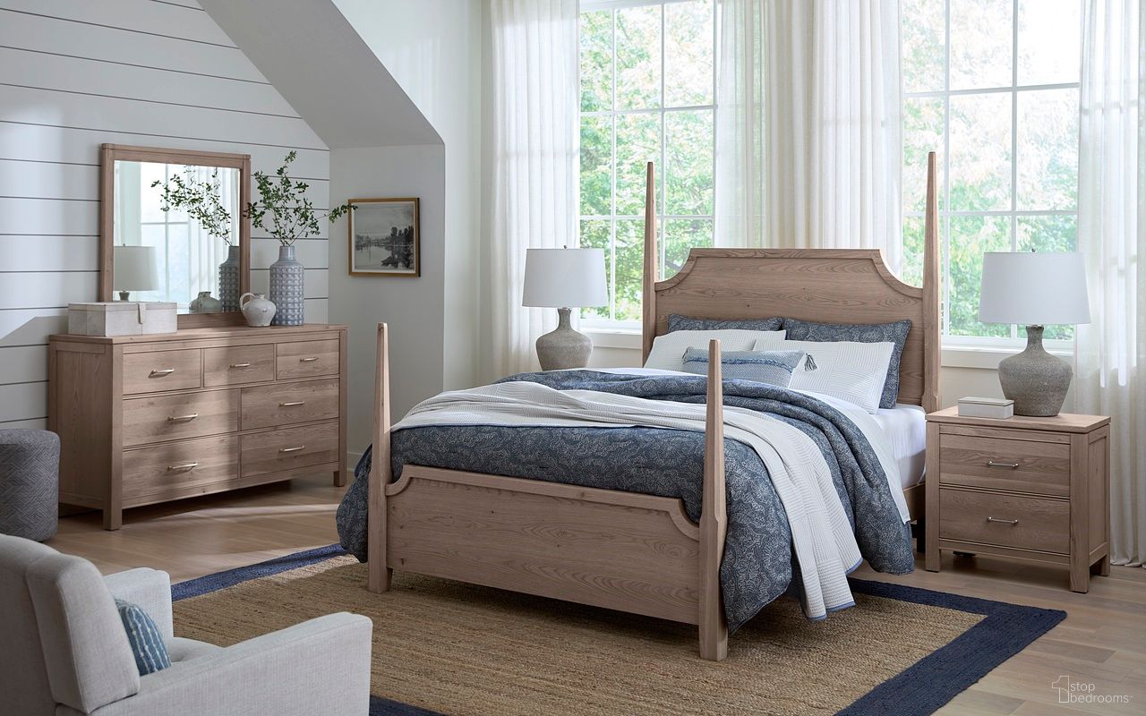 The appearance of Tide and Timber Pencil Poster Bedroom Set In Grey designed by Vaughan Bassett in the traditional interior design. This grey piece of furniture was selected by 1StopBedrooms from Tide and Timber Collection to add a touch of cosiness and style into your home. Sku: 831-558;831-855;831-922;831-227. Bed Size: California King. Material: Oak Veneer.