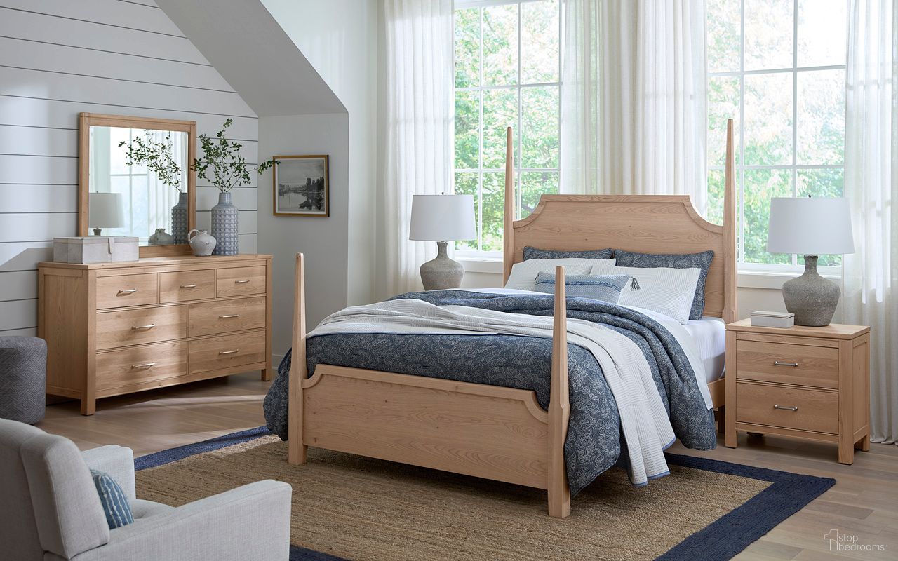 The appearance of Tide and Timber Pencil Poster Bedroom Set In Natural designed by Vaughan Bassett in the traditional interior design. This natural piece of furniture  was selected by 1StopBedrooms from Tide and Timber Collection to add a touch of cosiness and style into your home. Sku: 830-558;830-855;830-922;830-227. Bed Size: California King. Material: Oak Veneer.