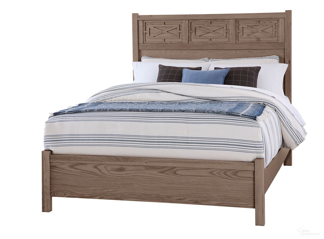 The appearance of Tide and Timber Queen Fretwork Bed In Grey designed by Vaughan Bassett in the traditional interior design. This grey piece of furniture was selected by 1StopBedrooms from Tide and Timber Collection to add a touch of cosiness and style into your home. Sku: 831-557;831-755;831-922. Bed Type: Panel Bed. Bed Size: Queen. Material: Oak Veneer.