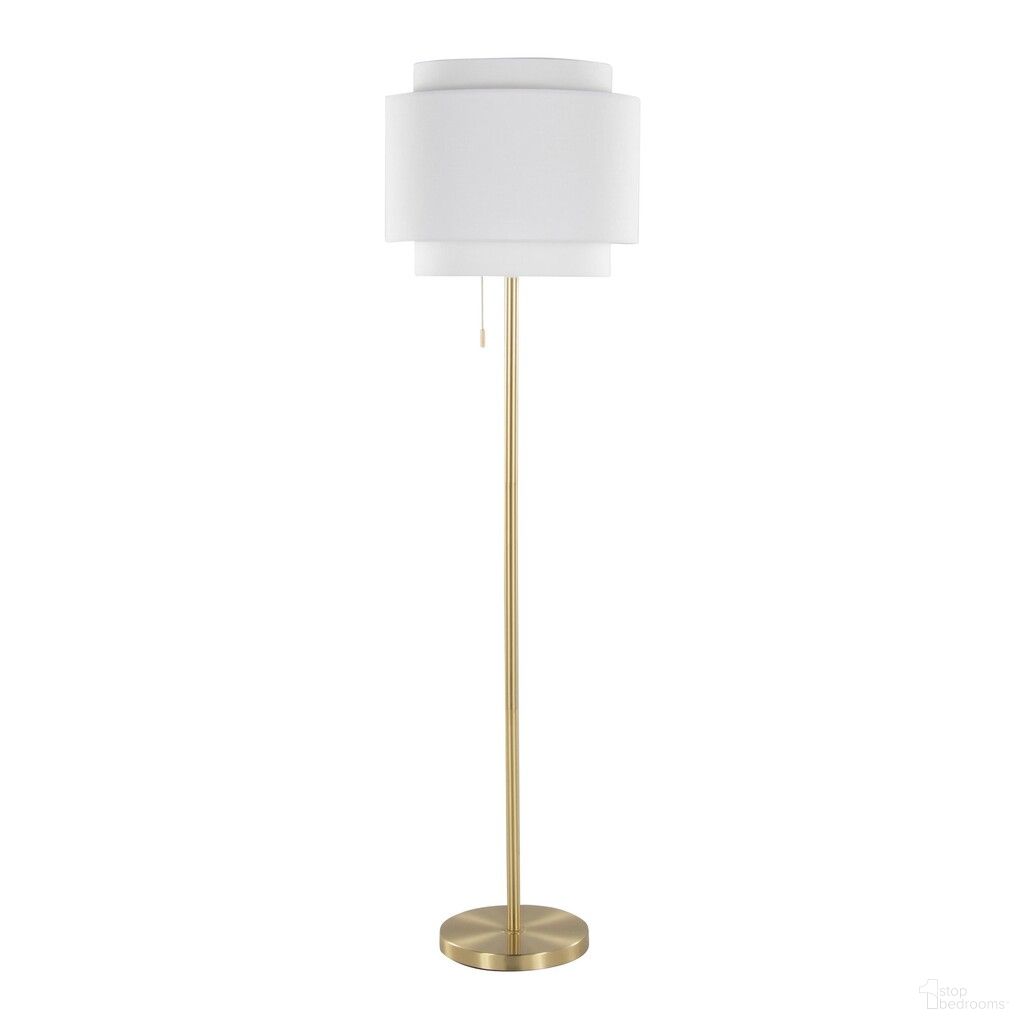 Tier 64 Inch Metal Floor Lamp In Gold and Off white