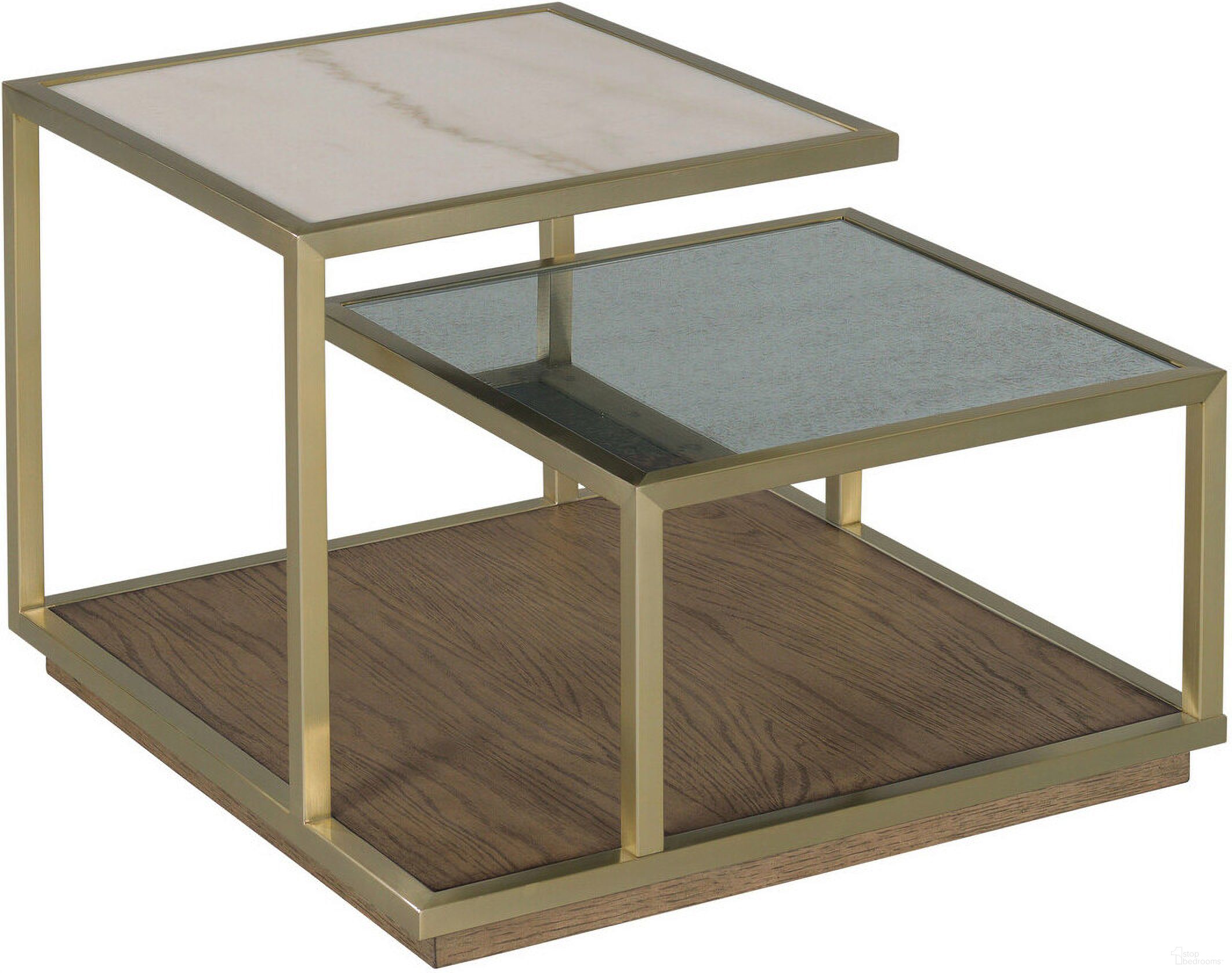 The appearance of Tiered Bunching Cocktail Table In Matte Gold designed by Hammary in the transitional interior design. This matte gold piece of furniture was selected by 1StopBedrooms from Hidden Treasures Collection to add a touch of cosiness and style into your home. Sku: 090-1228. Material: Metal.