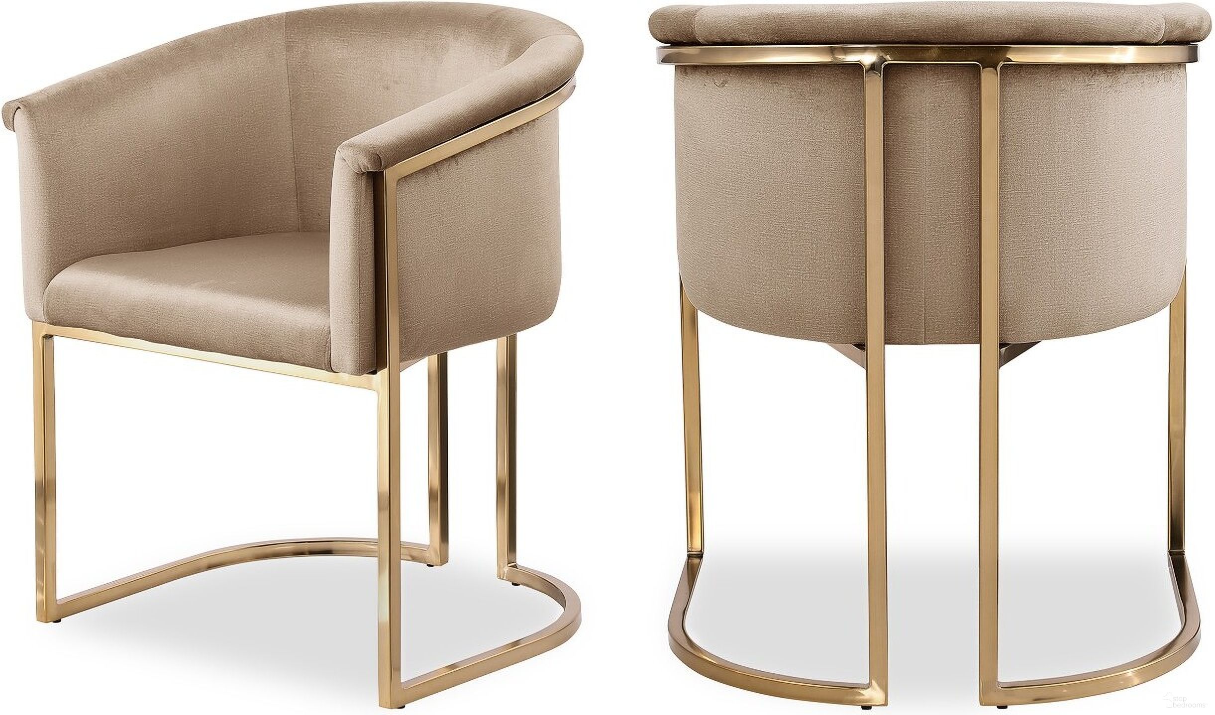 The appearance of Tierra Velvet Dining Chair In Beige designed by Meridian in the modern / contemporary interior design. This beige piece of furniture was selected by 1StopBedrooms from Tierra Collection to add a touch of cosiness and style into your home. Sku: 758Beige-C. Material: Velvet. Chair Type: Arm Chair.