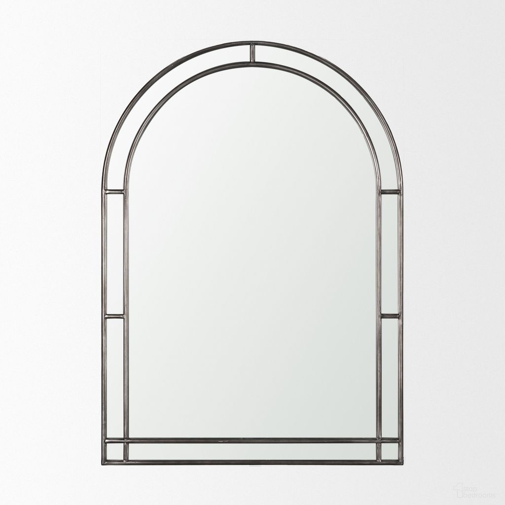 Tiffany Metal Double Frame Arched Mirror In Black