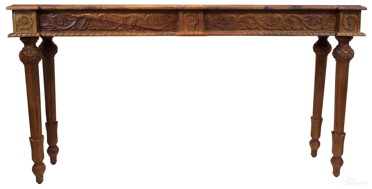 Tigard Console With Handcarved Detailing In Walnut