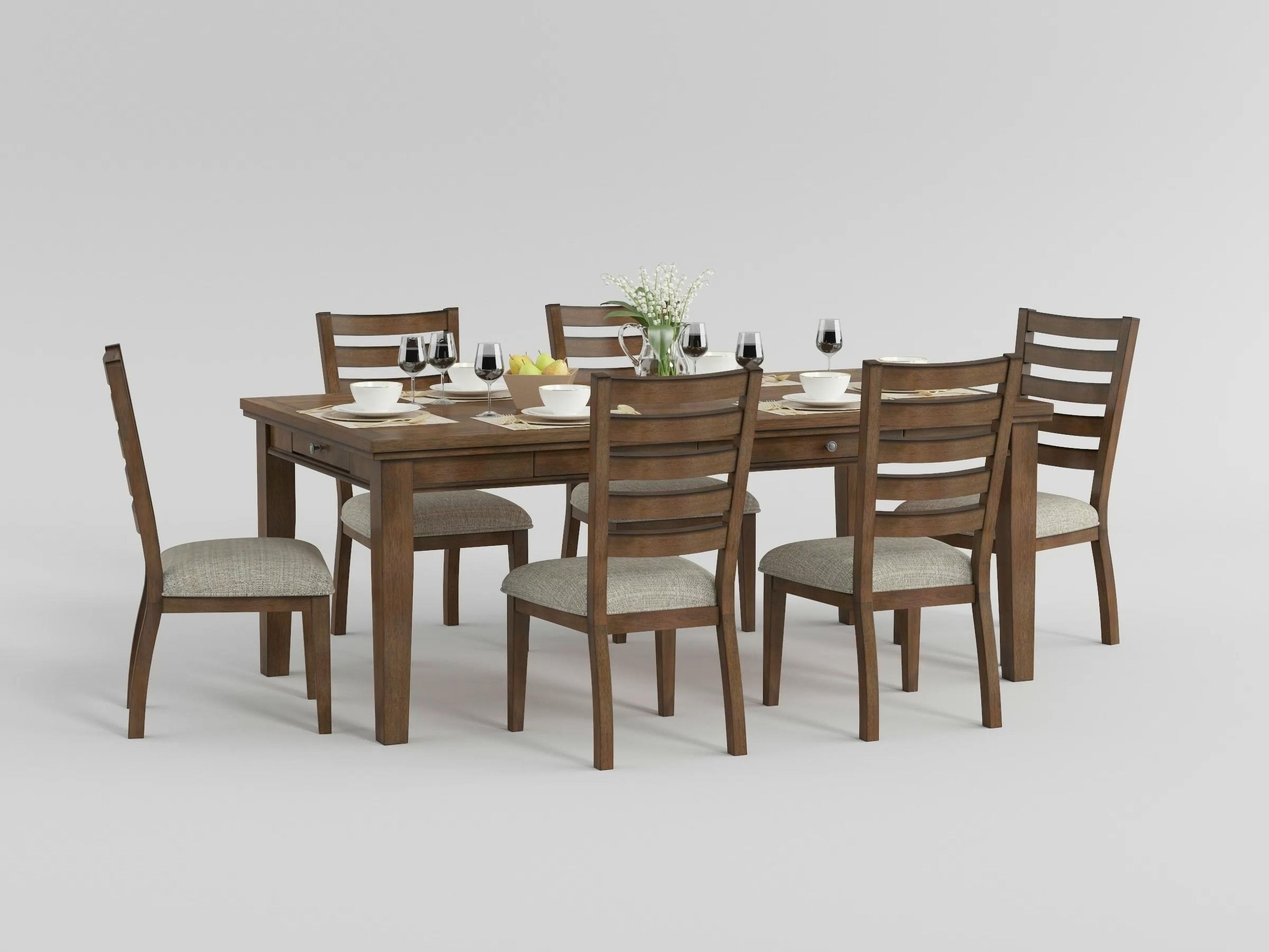 The appearance of Tigard Dining Room Set In Cherry designed by Homelegance in the traditional interior design. This cherry piece of furniture  was selected by 1StopBedrooms from Tigard Collection to add a touch of cosiness and style into your home. Sku: 5761-78;5761S. Table Base Style: Legs. Table Top Shape: Rectangular. Material: Textured. Size: 42" x 78".