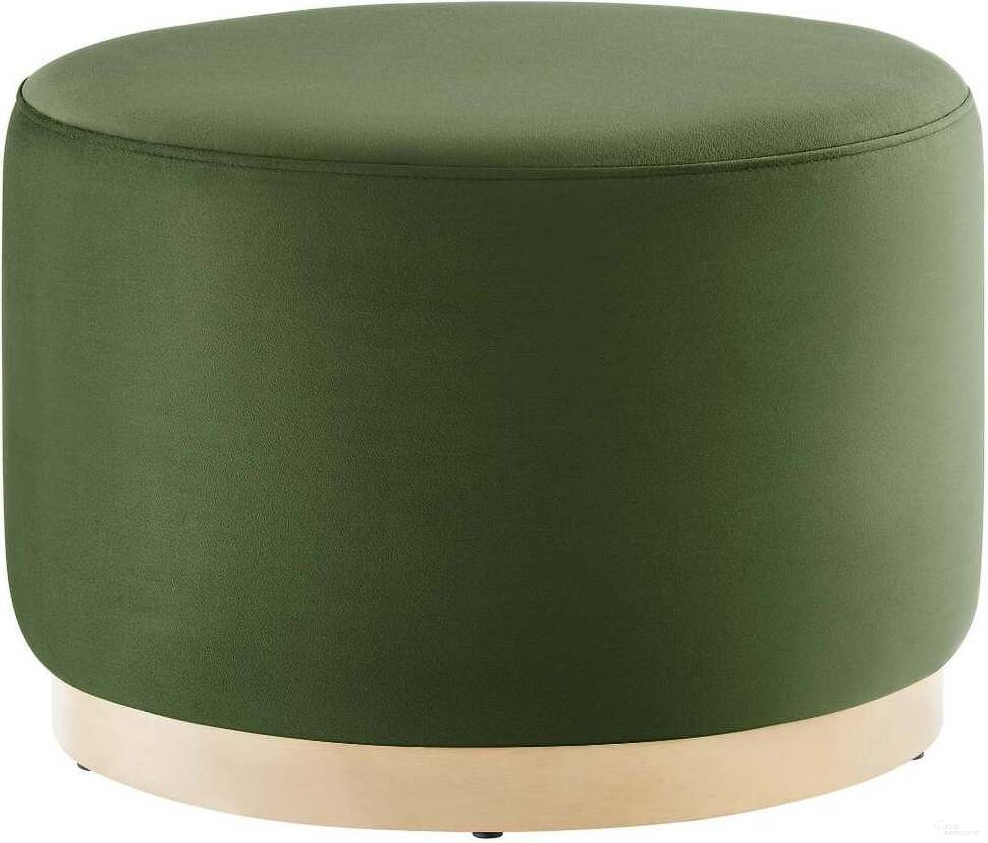 The appearance of Tilden 23 Inch Performance Velvet Upholstered Large Round Ottoman In Moss Green designed by Modway in the modern / contemporary interior design. This moss green piece of furniture  was selected by 1StopBedrooms from Tilden Collection to add a touch of cosiness and style into your home. Sku: EEI-6646-MOG-NAT. Material: Plywood.