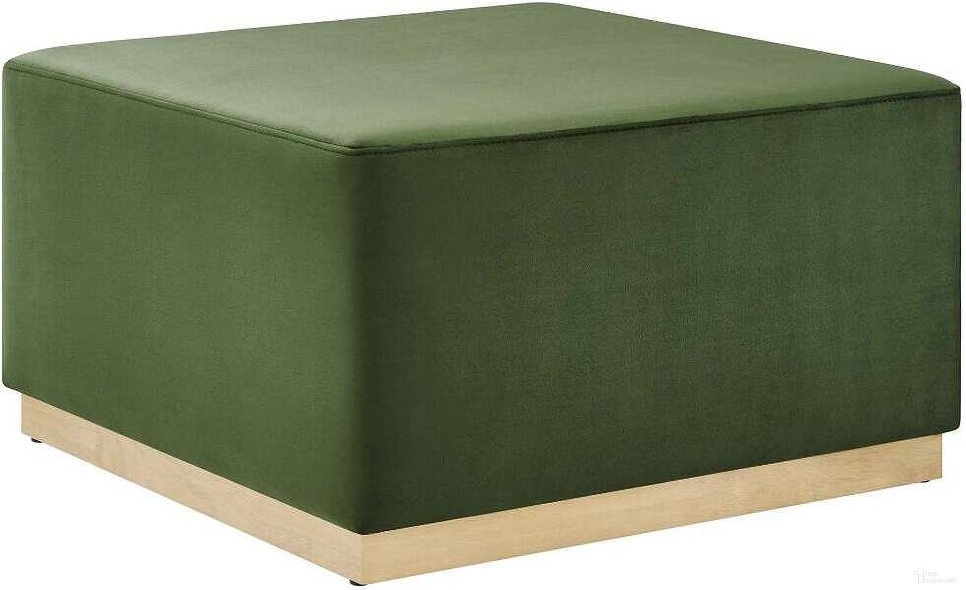 The appearance of Tilden 28 Inch Performance Velvet Upholstered Large Round Ottoman In Moss Green designed by Modway in the modern / contemporary interior design. This moss green piece of furniture  was selected by 1StopBedrooms from Tilden Collection to add a touch of cosiness and style into your home. Sku: EEI-6643-MOG-NAT. Material: Velvet.