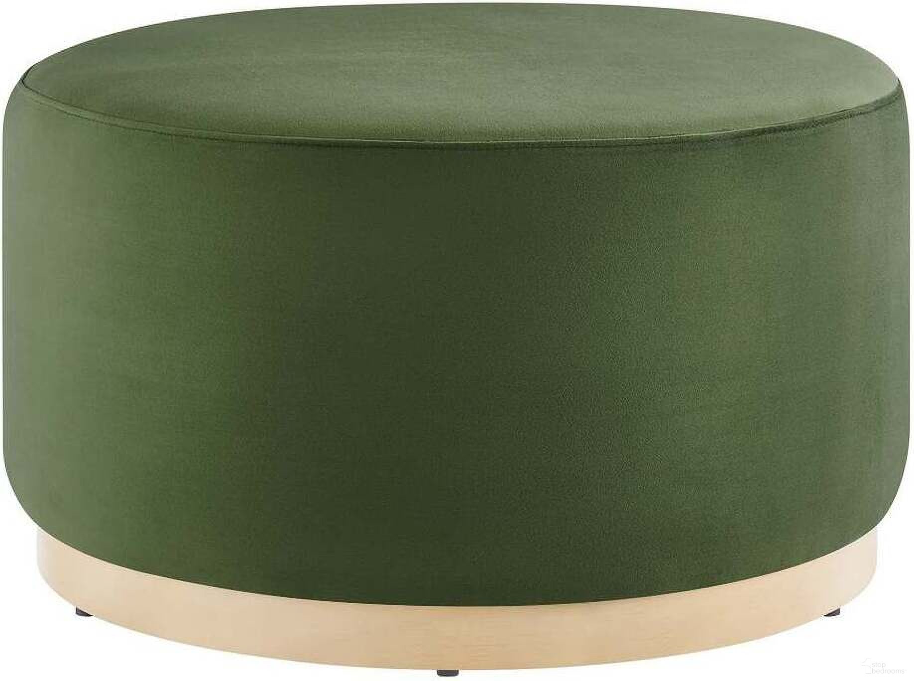 The appearance of Tilden 29 Inch Performance Velvet Upholstered Large Round Ottoman In Moss Green designed by Modway in the modern / contemporary interior design. This moss green piece of furniture  was selected by 1StopBedrooms from Tilden Collection to add a touch of cosiness and style into your home. Sku: EEI-6648-MOG-NAT. Material: Plywood.