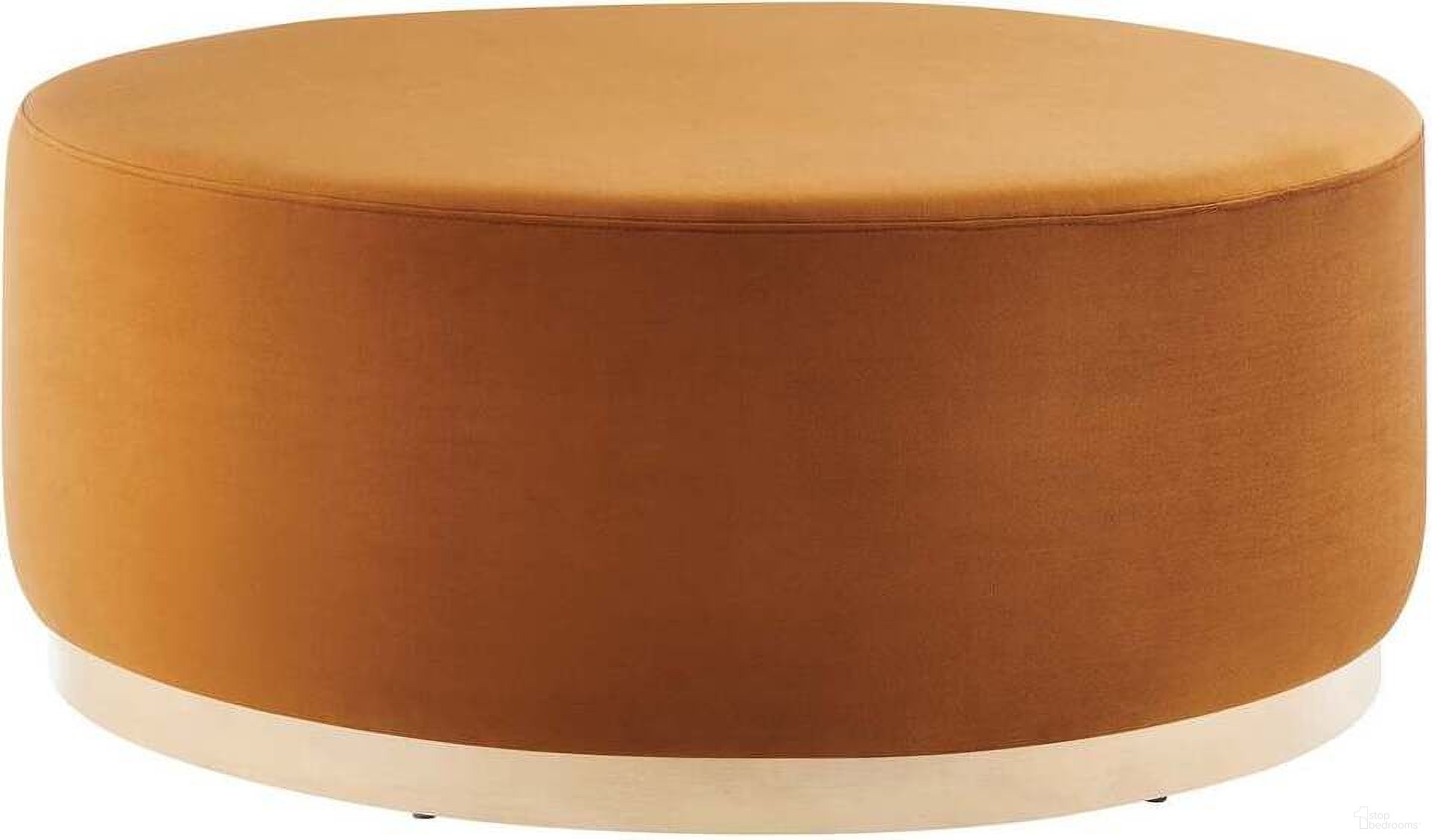 Tilden 38 Inch Performance Velvet Upholstered Large Round Ottoman In ...