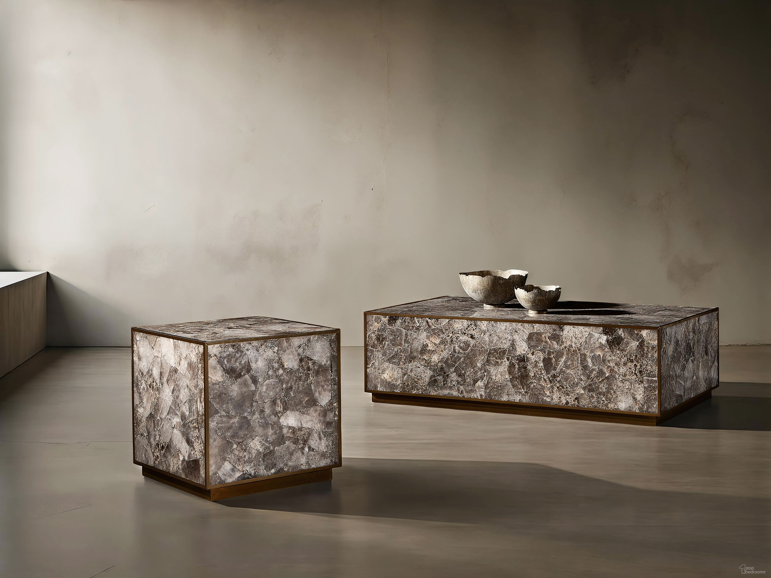 The appearance of Tildon Occasional Table Set In Smokey Quartz designed by Bernhardt in the modern / contemporary interior design. This smokey quartz piece of furniture  was selected by 1StopBedrooms from Tildon Collection to add a touch of cosiness and style into your home. Sku: 347007;347127. Material: Metal.