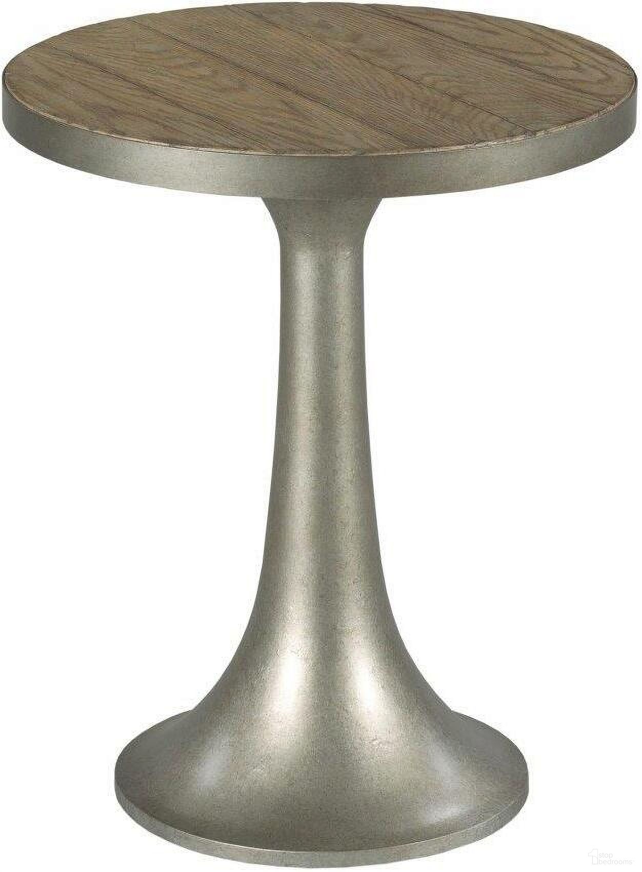 The appearance of Timber Forge Round Chairside Table designed by Hammary in the transitional interior design. This light stain piece of furniture  was selected by 1StopBedrooms from Timber Forge Collection to add a touch of cosiness and style into your home. Sku: 054-916. Material: Wood.