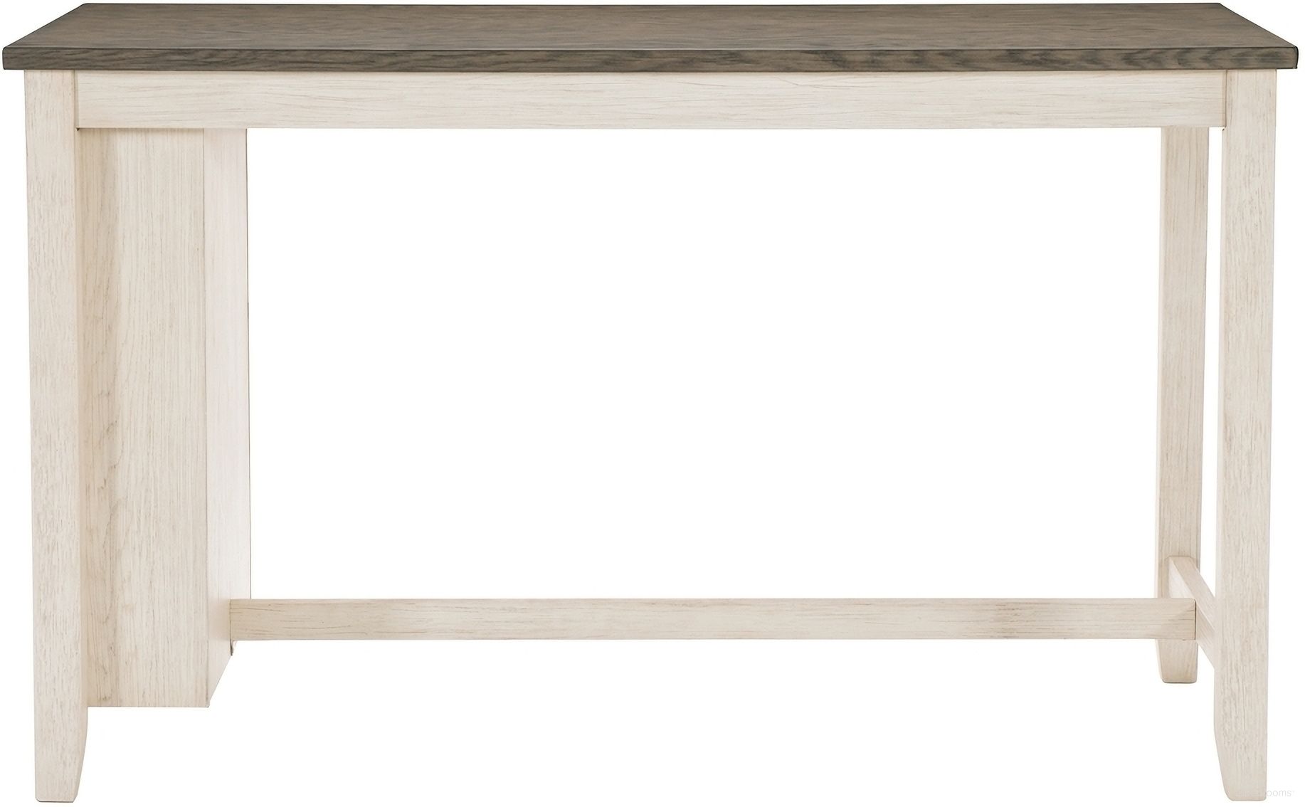 The appearance of Timbre Antique White And Rosy Brown Counter Height Dining Table designed by Homelegance in the transitional interior design. This white piece of furniture was selected by 1StopBedrooms from Timbre Collection to add a touch of cosiness and style into your home. Sku: 5603WW-36. Table Base Style: Trestle. Material: Wood. Table Top Shape: Rectangular. Size: 30" x 60".