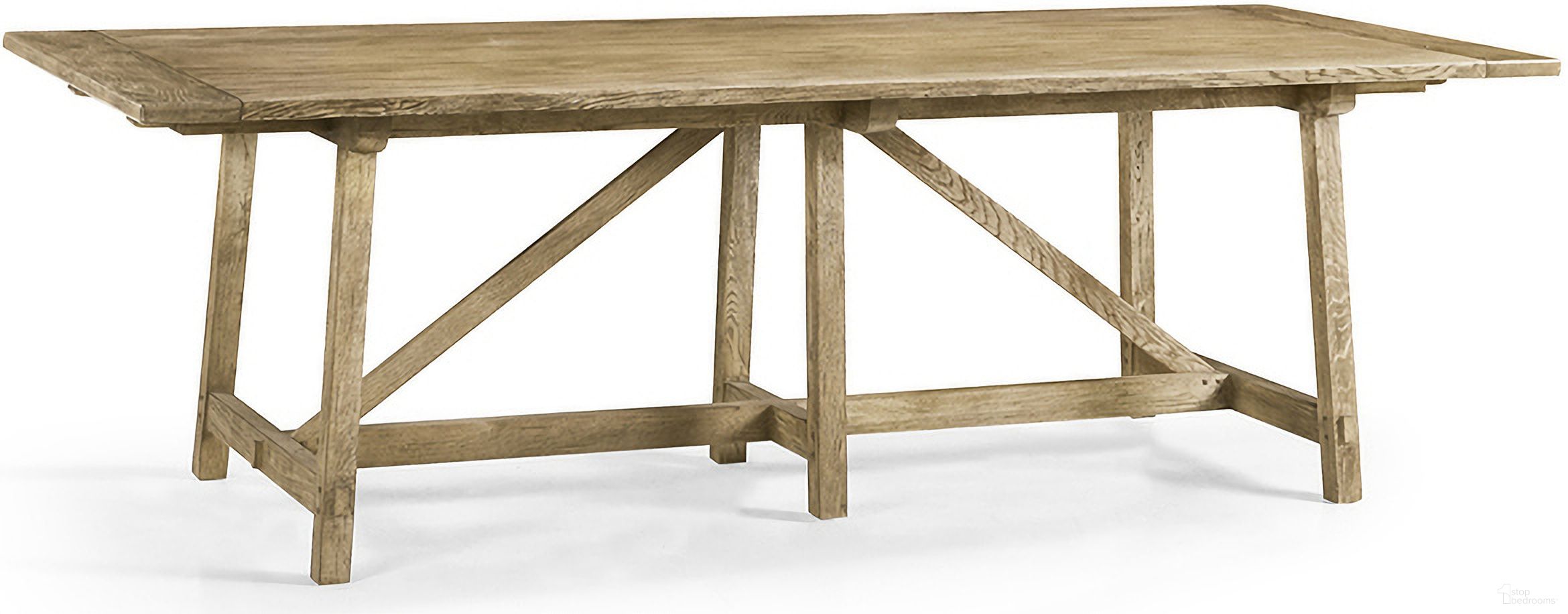 The appearance of Timeless 96 Inch Sidereal French Laundry Table In Chestnut designed by Jonathan Charles in the traditional interior design. This chestnut piece of furniture was selected by 1StopBedrooms from Timeless Collection to add a touch of cosiness and style into your home. Sku: 003-2-A61-WNC. Table Base Style: Trestle. Material: Wood. Table Top Shape: Rectangular. Size: 38" x 144".
