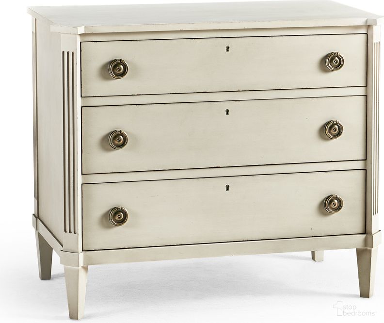 The appearance of Timeless Aeon 38 Inch Swedish Drawer Chest In London Mist designed by Jonathan Charles in the traditional interior design. This mist piece of furniture  was selected by 1StopBedrooms from Timeless Collection to add a touch of cosiness and style into your home. Sku: 003-3-268-LMS. Material: Wood.