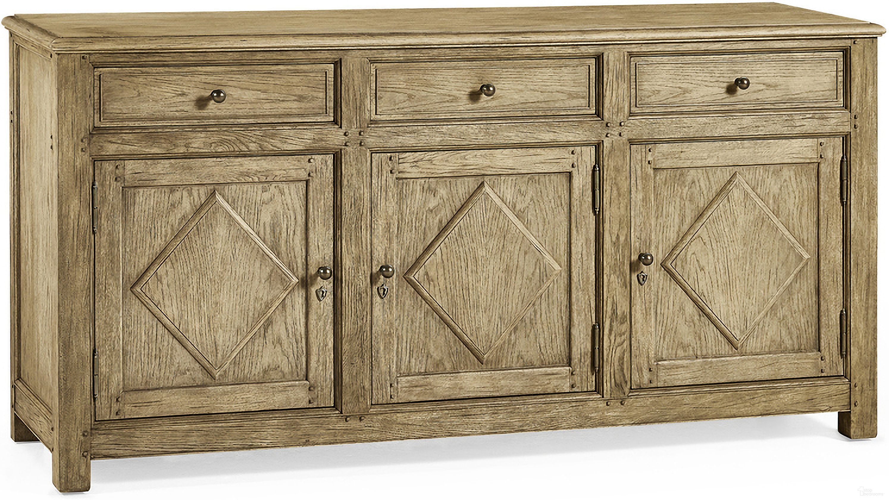The appearance of Timeless Eon Rustic French Credenza In Brown designed by Jonathan Charles in the traditional interior design. This brown piece of furniture was selected by 1StopBedrooms from Timeless Collection to add a touch of cosiness and style into your home. Sku: 003-3-160-WNC. Material: Wood.