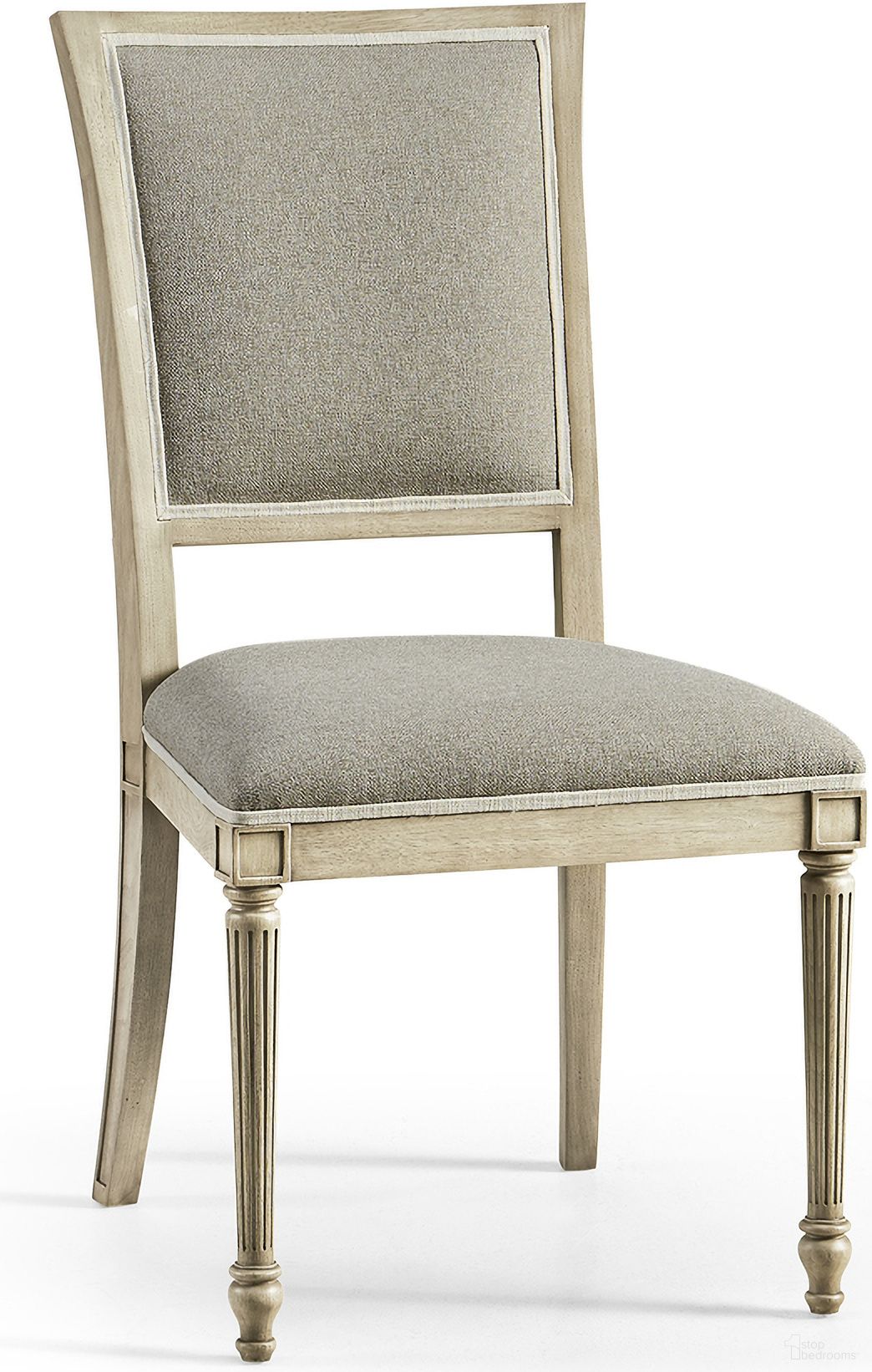 The appearance of Timeless Flare Upholstered Side Chair Flared Top In Bleached Walnut designed by Jonathan Charles in the traditional interior design. This walnut piece of furniture  was selected by 1StopBedrooms from Timeless Collection to add a touch of cosiness and style into your home. Sku: 003-2-130-BLW. Material: Fabric. Chair Type: Side Chair.