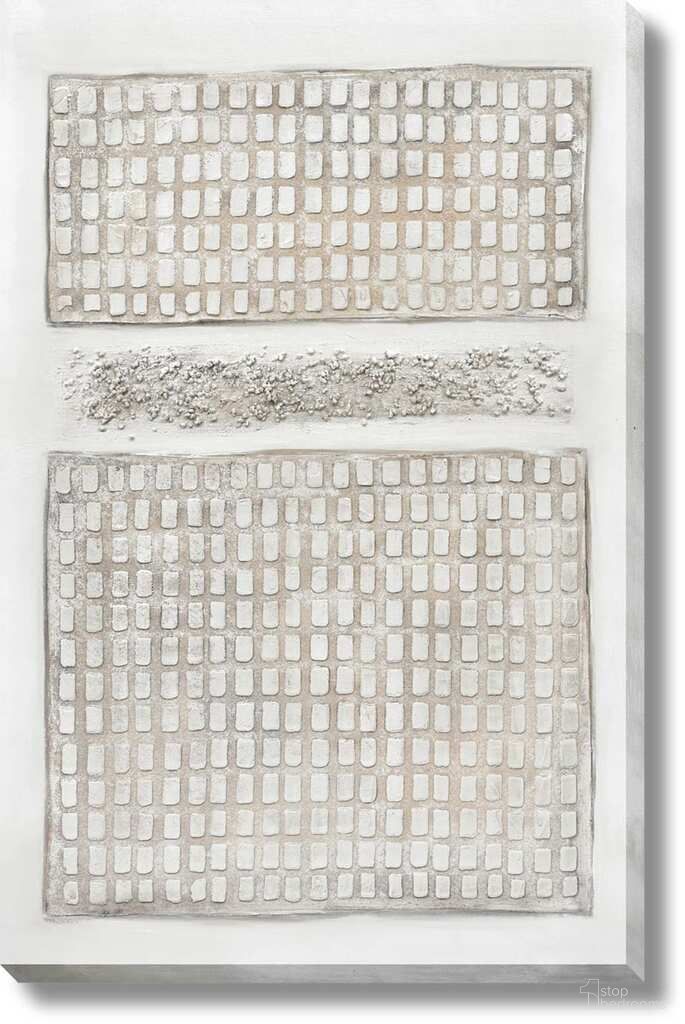 Timeless Gridded Texture Canvas Wall Art In Ivory