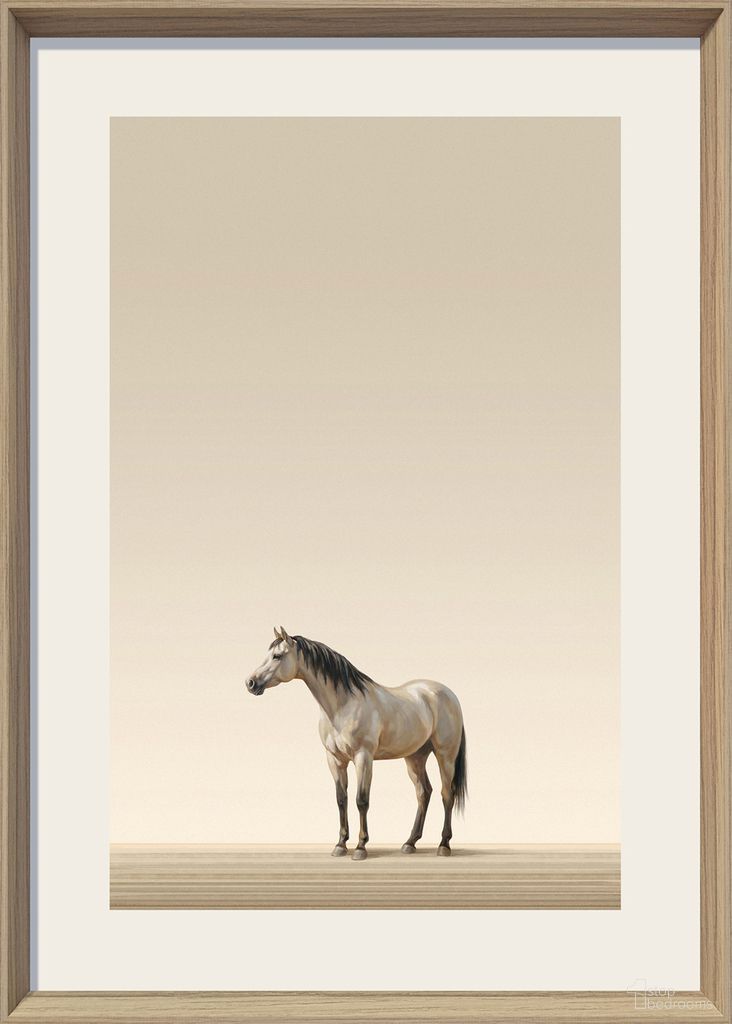 Timeless Quiet Stallion I - 28" x 20" - Print on Paper In Brown/Beige/White