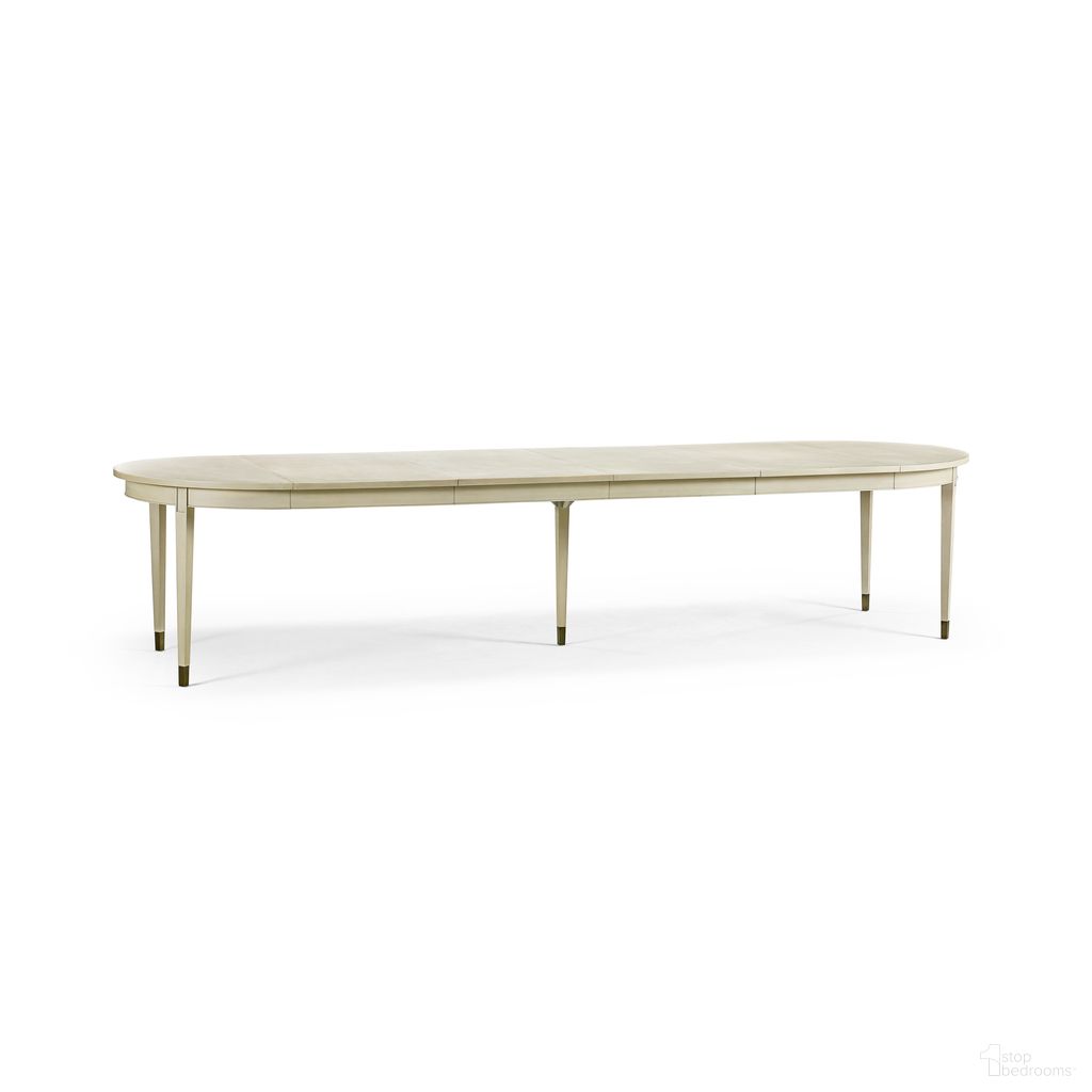 The appearance of Timeless Synodic Swedish Dining Table In London Mist designed by Jonathan Charles in the traditional interior design. This mist piece of furniture  was selected by 1StopBedrooms from Timeless Collection to add a touch of cosiness and style into your home. Sku: 003-2-H63-LMS. Table Base Style: Legs. Table Top Shape: Oval. Material: Wood. Size: 44" x 140".