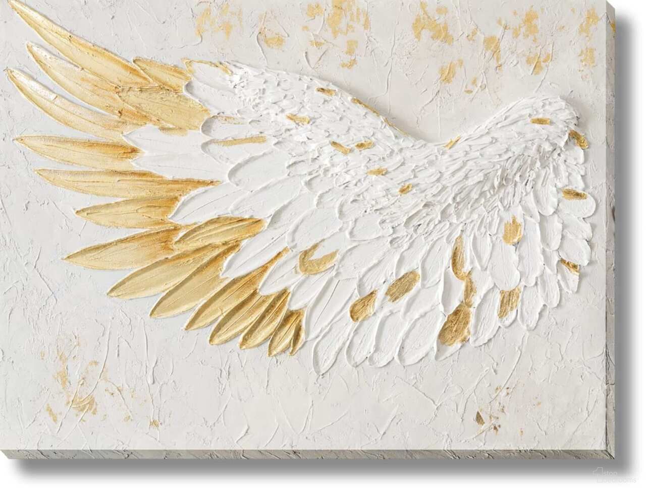Timeless Textured Angelic Wing Canvas Wall Art In Gold